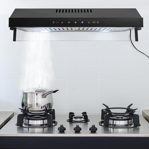 Under Cabinet Range Hood Dual Motor 900CFM, Touch & Gesture Control Kitchen Vent Hood with LED Lights, Compact Wall Mount for Home Kitchen Restaurant
