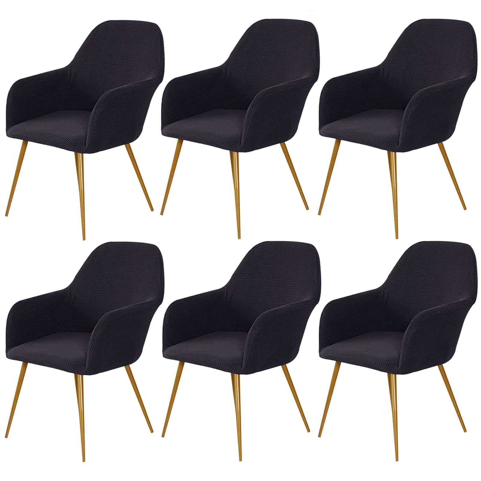 Fondo per Silla de Comedor con reposabrazos Fundas Modernas per sillas con Respaldo Curvo extraíble Funda per Silla per Comedor (Grigio a 6 Pezzi)