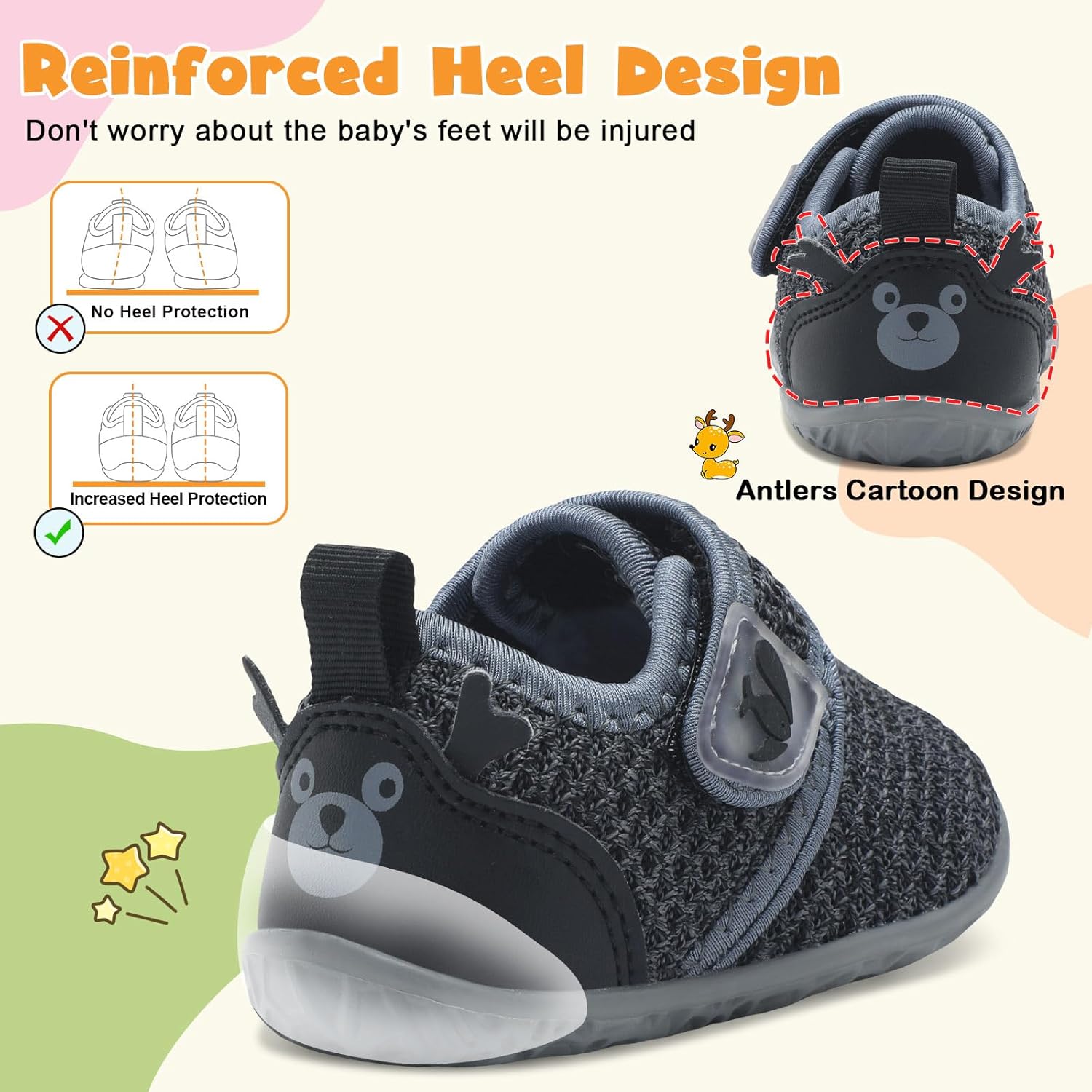 FEETCITY Baby Walking Shoes Barefoot Baby Shoes Infant Sneakers Newborn Crib Shoe Lightweight Flexible Slip On Shoe - Image 4