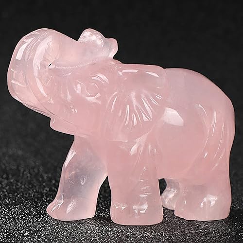 Miniatura 3 de Artistone Estatua decorativa de elefante de cristal de cuarzo rosa de 2 pulgadas tallada a mano, figuras de elefante de la suerte, decoración para