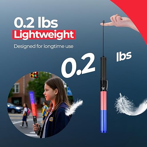 Miniatura 5 de RoadHero Varita de tráfico de 16 pulgadas, paquete de 2 luces de control de tráfico aéreo con 3 modos intermitentes, varitas de señal de seguridad