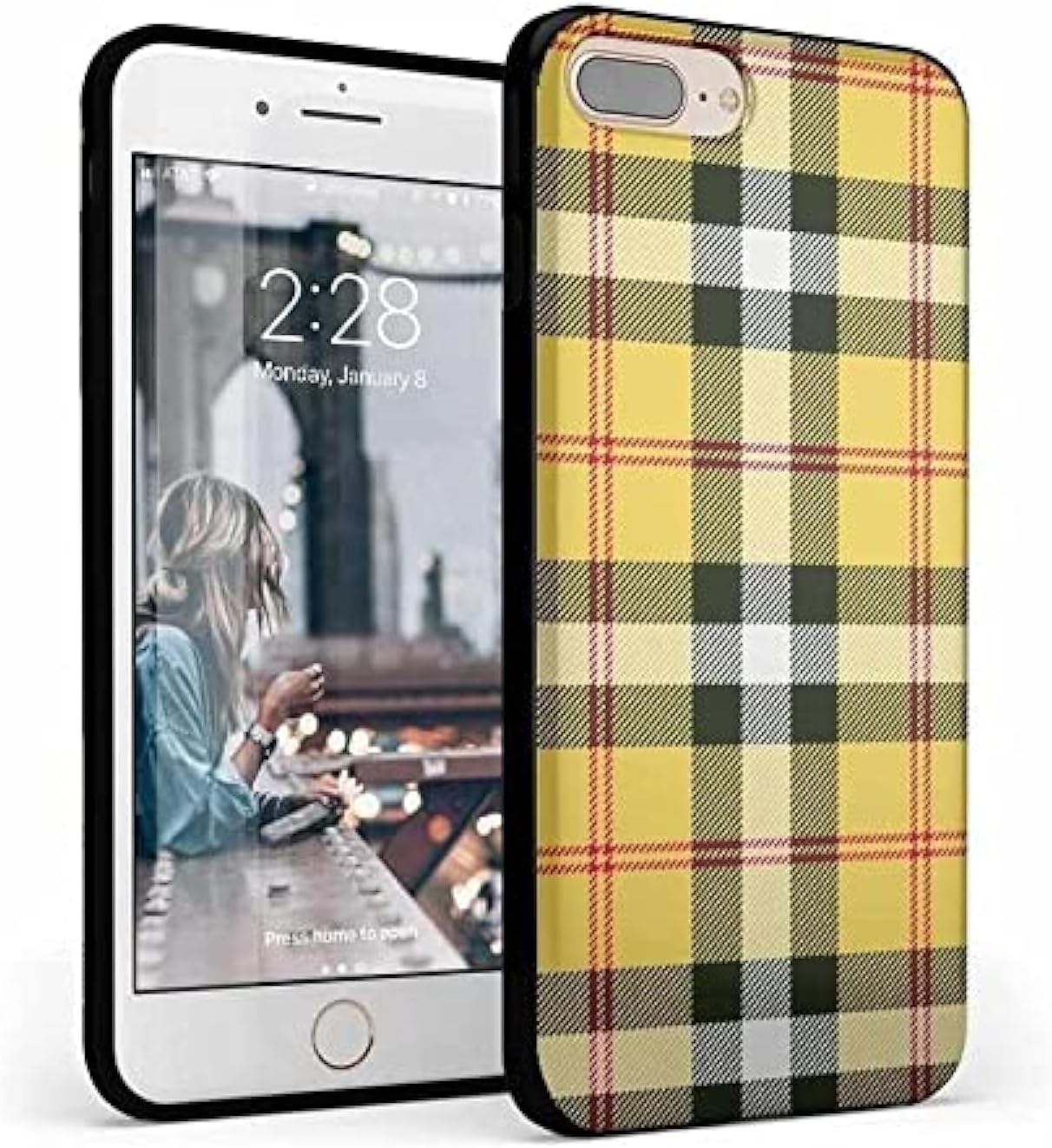 Casely iPhone 6/7/8 Plus Case | As if! | Yellow Plaid | Classic Ultra Slim Design