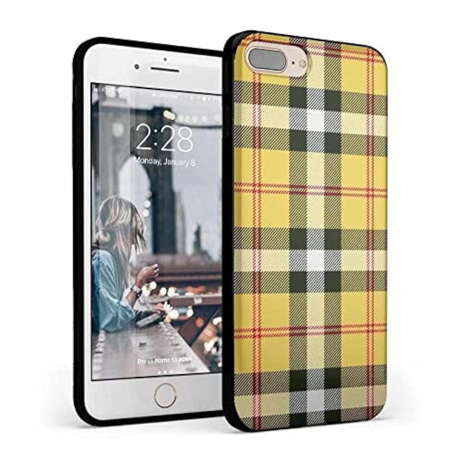 Casely iPhone 6/7/8 Plus Case | As if! | Yellow Plaid | Classic Ultra Slim Design