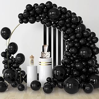 Labeol 110PCS Black Balloons 18/12/10/5 Inch Birthday Balloons Party Latex Balloons Garland Balloon Arch for Wedding Baby Shower Graduation Bachelorette Anniversary Halloween Christmas Decorations