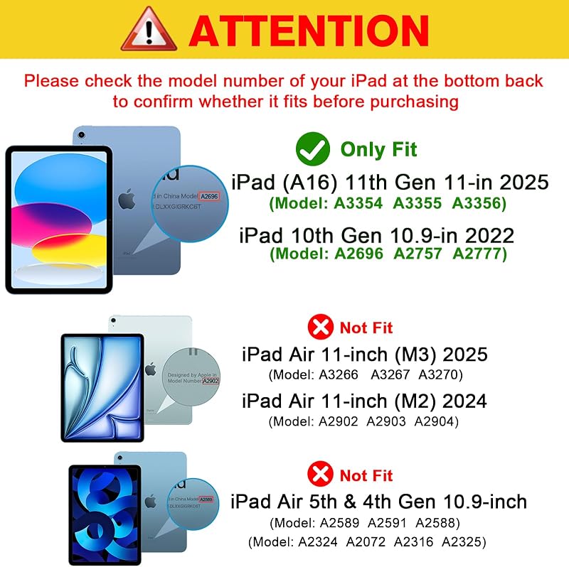 ProCase iPad 10-11 hüvely tolltartóval, ütésálló smart tok, átlátszó hátlap, bordó