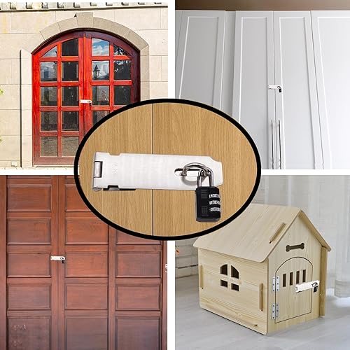 Miniatura 7 de Tanbupu 2 cerraduras de puerta, cerrojo de seguridad de acero inoxidable 304 de 5 pulgadas, cierre de cerrojo de bloqueo de bisagra, candado con