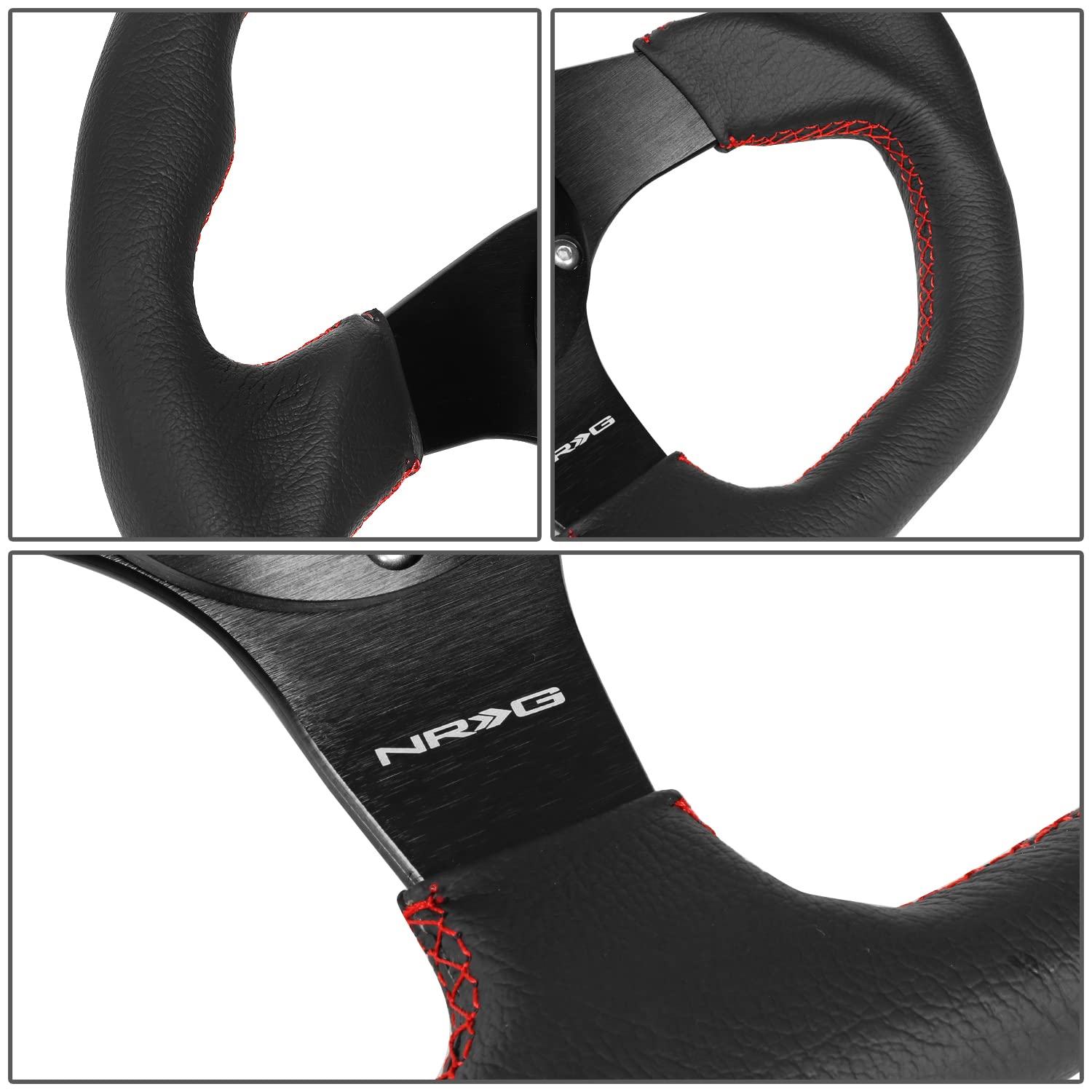 NRG Innovations ステアリングハブ レッド NRG Innovations SPORT LEATHER STEERING WHEEL RED LEATHER W/ BLACK