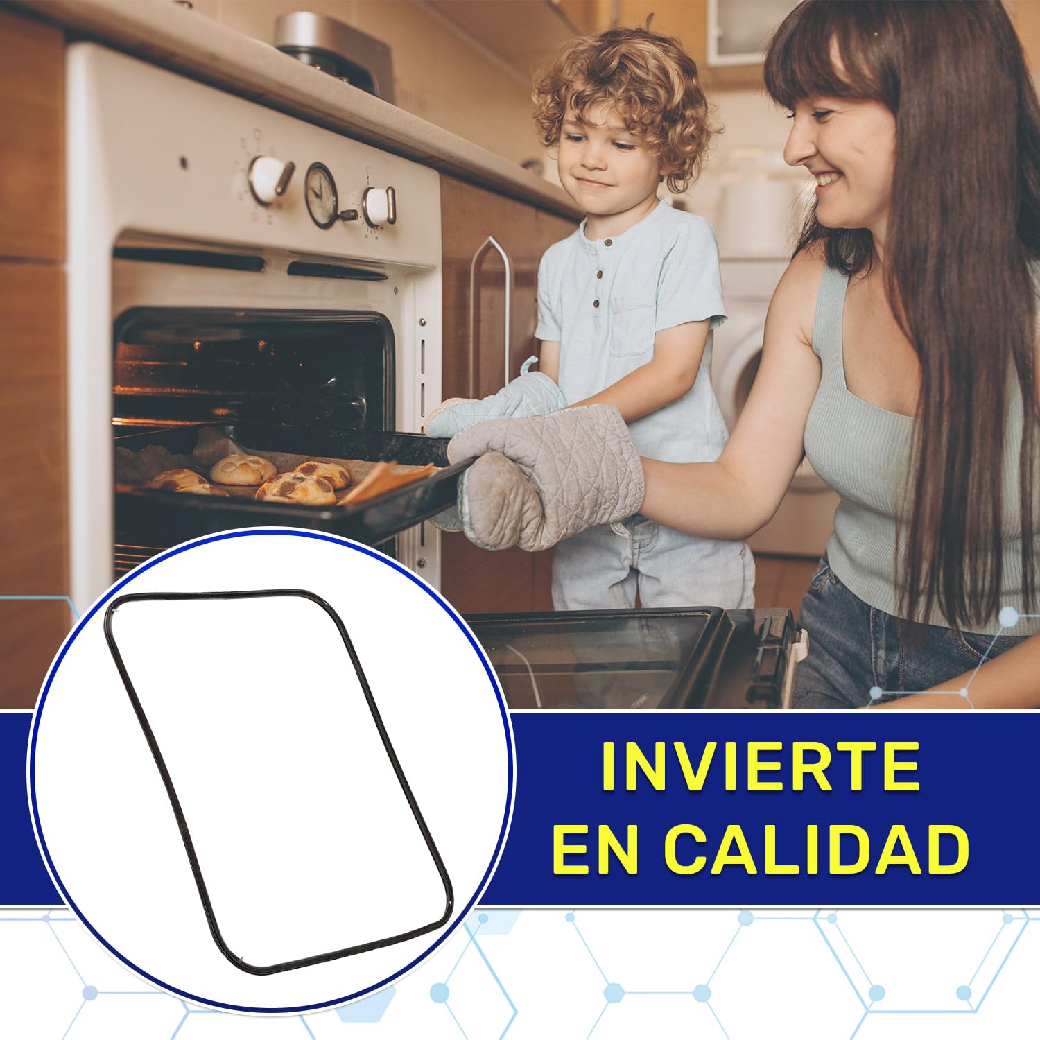 Goma Horno 440x360 mm con Código Original 42822687 42832275 para Candy para Hoover - Junta Horno con 4 Ganchos - Garantía de 10 Años - MONTERAL