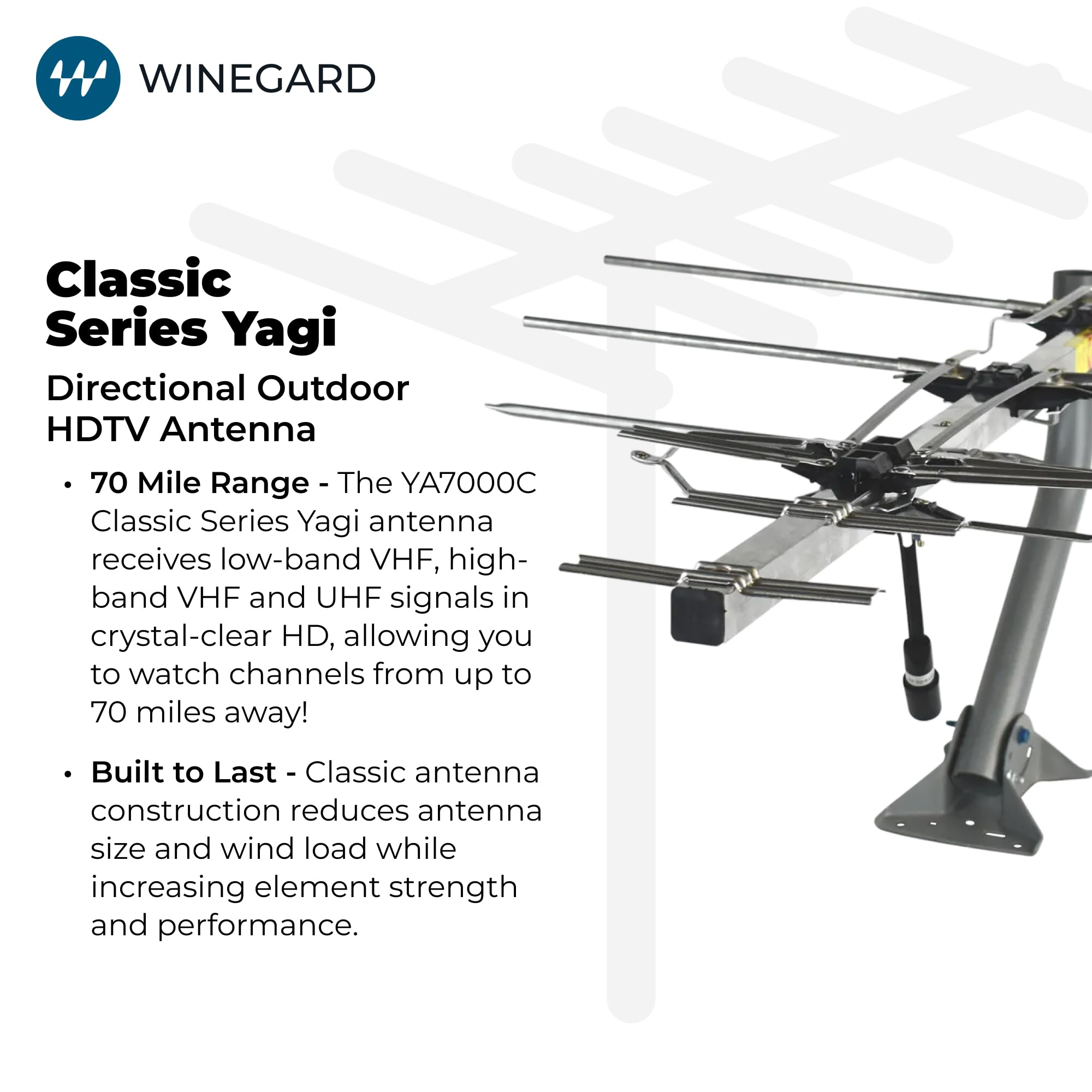 Amazon.com: Winegard YA7000C TV Antenna with Mount, VHF-Low and