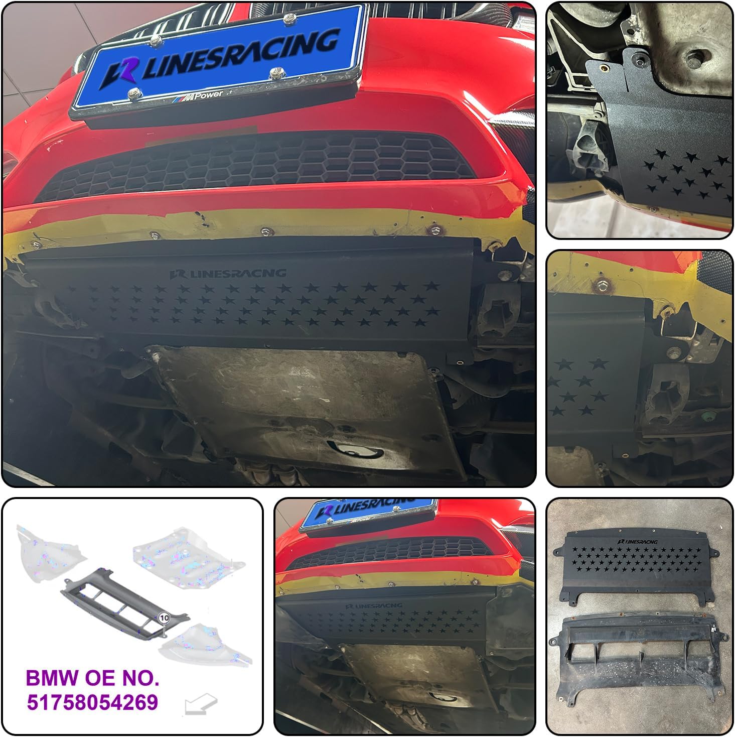 Oil Cooler Skid Plate Underhood Shield for BMW F80 M3 F82 F83 M4 Aluminum Black