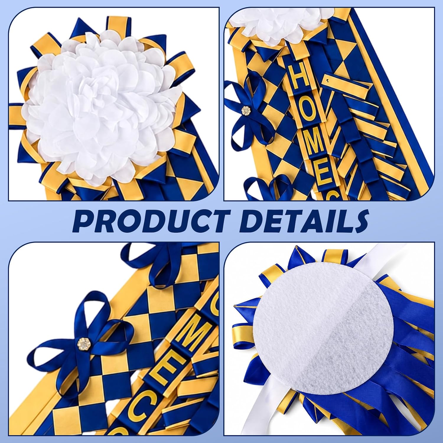 Hamdwerk Blue Gold Homecoming Mum Supplies 15'' DIY HOCO Mom Craft Kit
