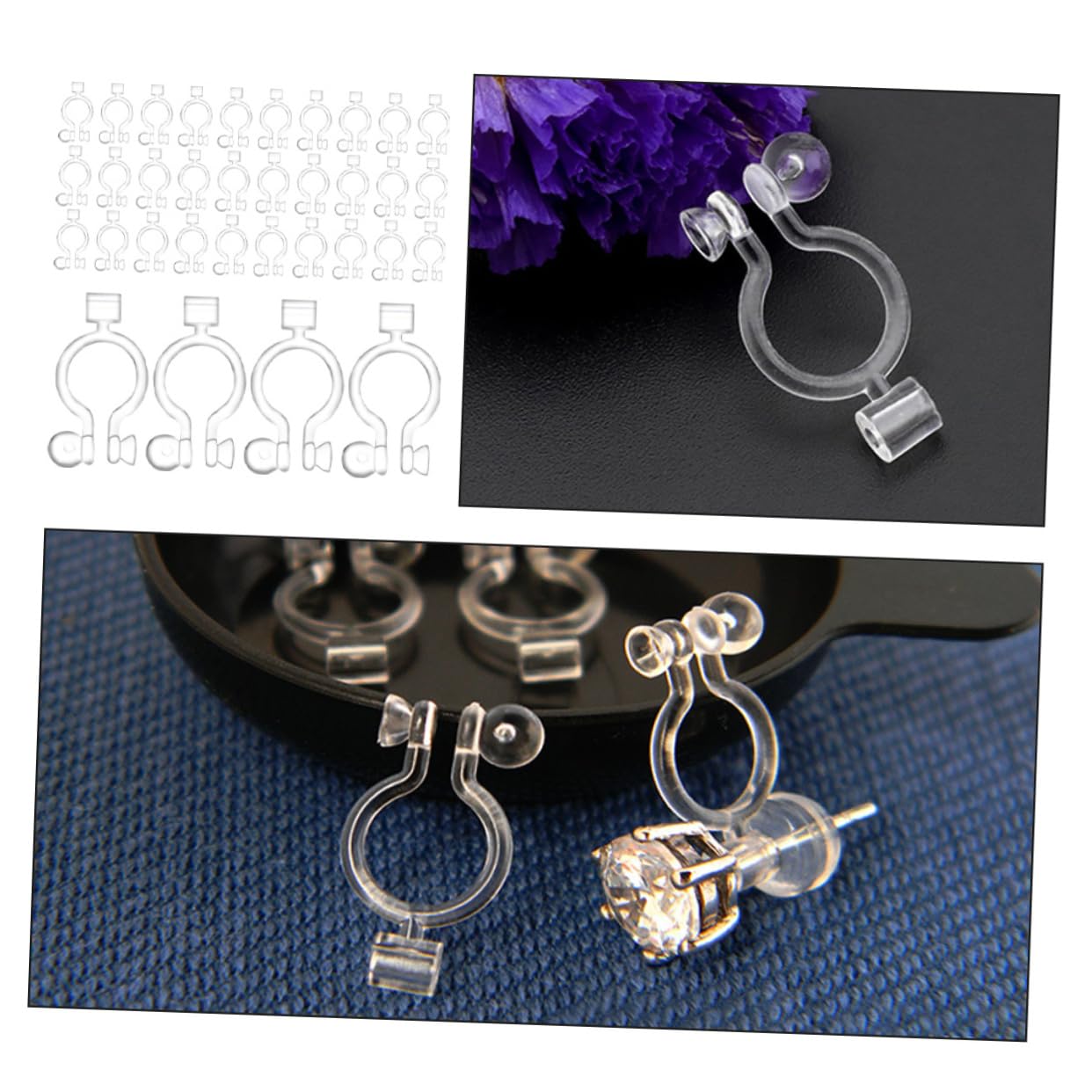 SHINEOFI 250pezzi Clip Orecchini Silicone Trasparenti Per Orecchini Fai Da Te Accessori Per Creazione Senza Piercing Materiali Decorativi Resistente e Comodi Da Indossare