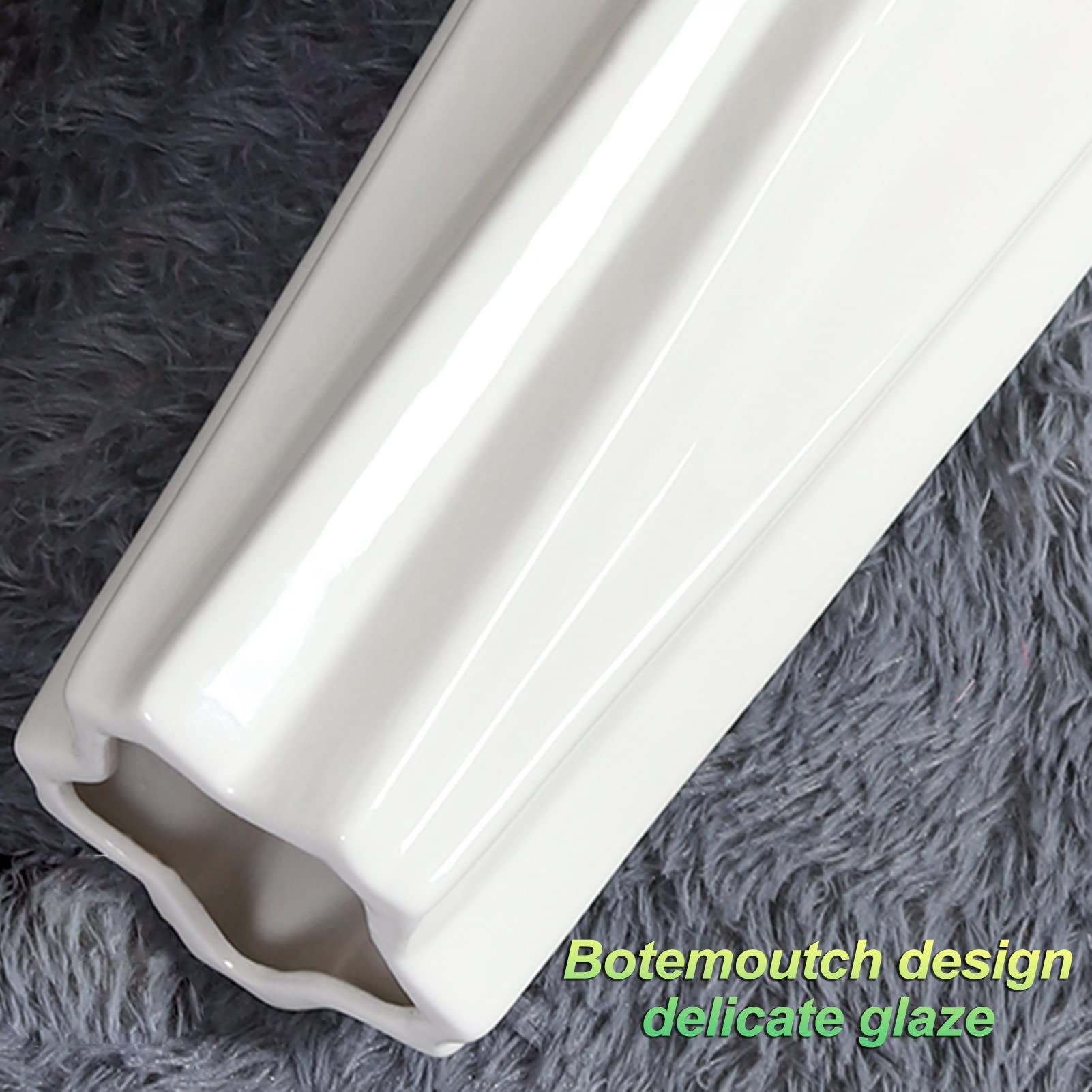 Wazon Ceramiczny, Dekoracyjny, Duży, Podłogowy, Duży Wazon Podłogowy, Biały Ceramiczny Wazon, Ręcznie Robiony, Elegancki Pojemnik Na Ozdobne Gałęzie I Suszone Kwiaty, Biały, 30 Cm