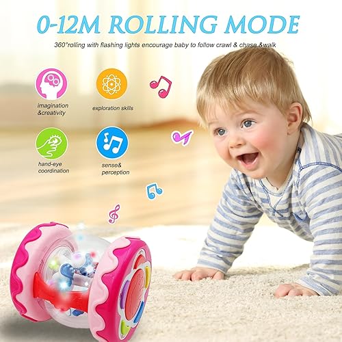 Miniatura 3 de WSJKPA Carrusel giratorio de juguetes para bebés de 18 meses en adelante, juguetes para bebés de 18 a 36 meses, juguete musical para gatear para