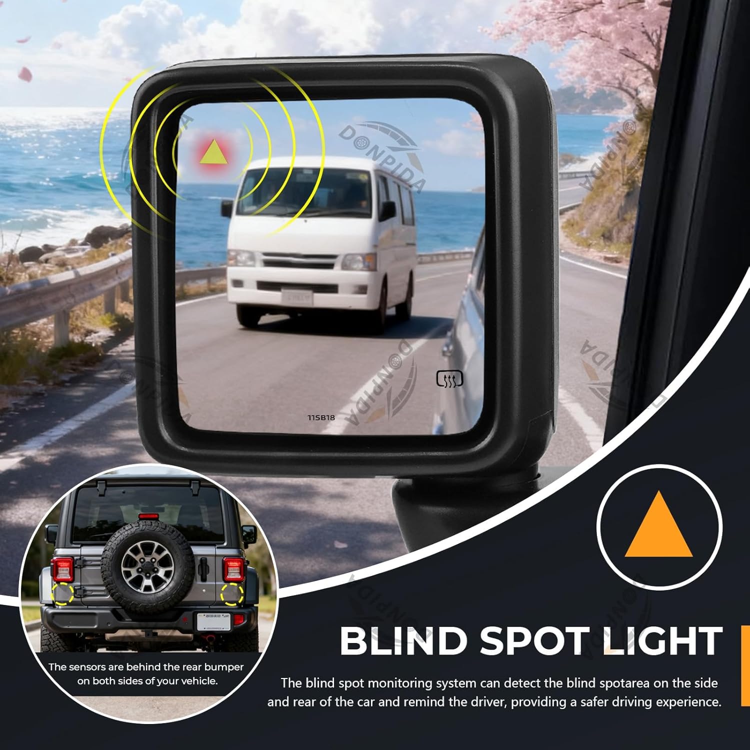 Left Driver Side Door Mirror Assembly Compatible with Jeep Wrangler JL 2018-2026, Gladiator JT 2020-2026 with Blind Spot Monitor, Heated, Power Adjustable Glass Replaces 68281893AG (7 Pins)