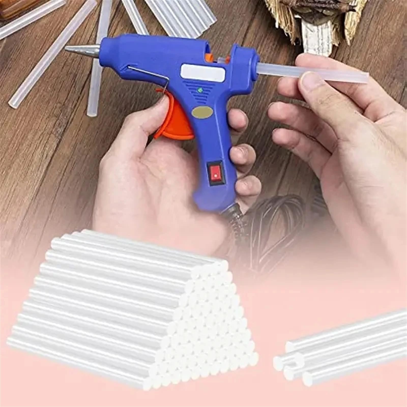 7/11mm *100mm 50 pezzi Stick di colla a caldo Stick di colla di piccole dimensioni Adatti for utensili a caldo Fai da te Artigianato Decorazione della casa Riparazione(7mmX100mm)