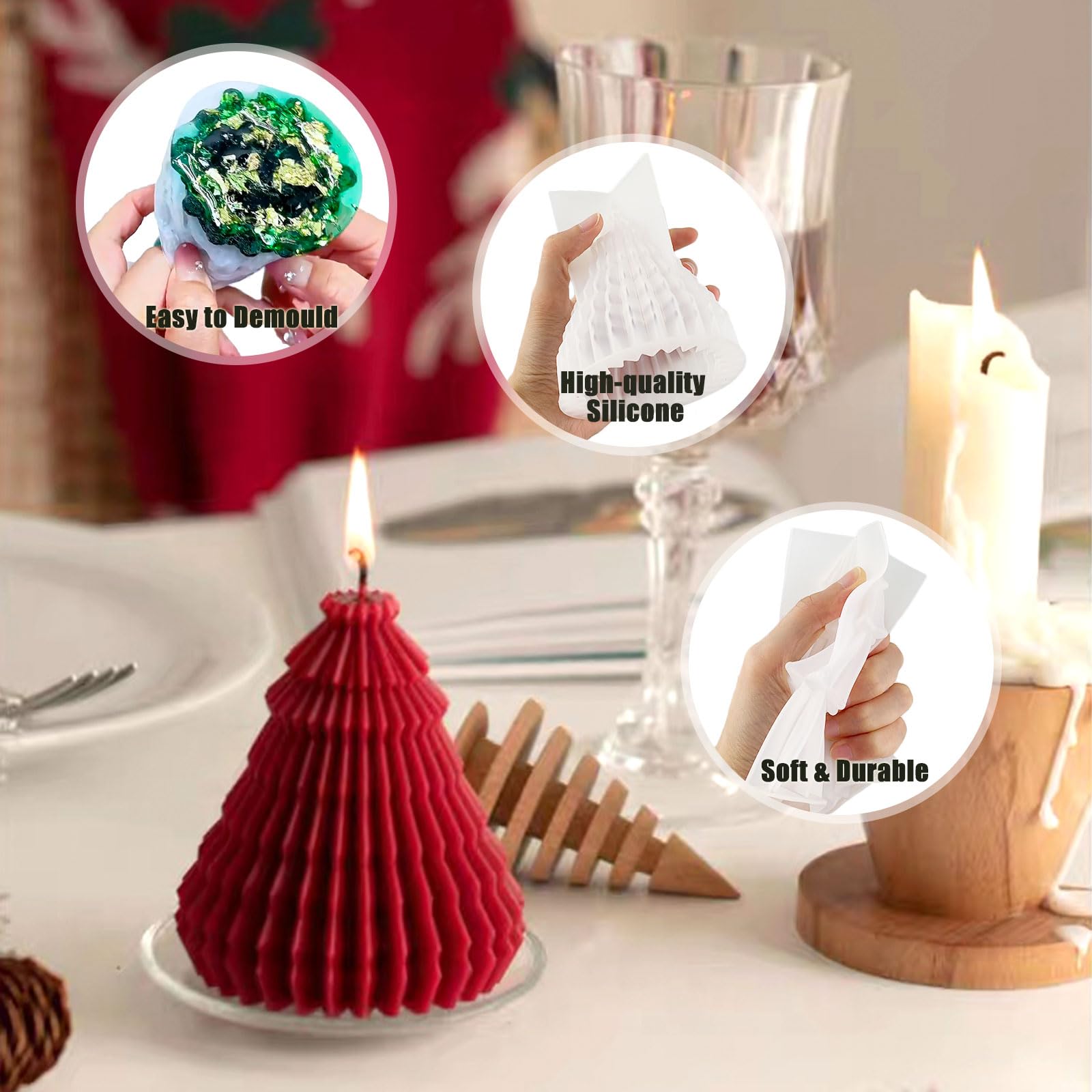 Moule Silicone 3D Sapin De Noël - Pour Résine époxy, Bougies, Savon, Déco DIY