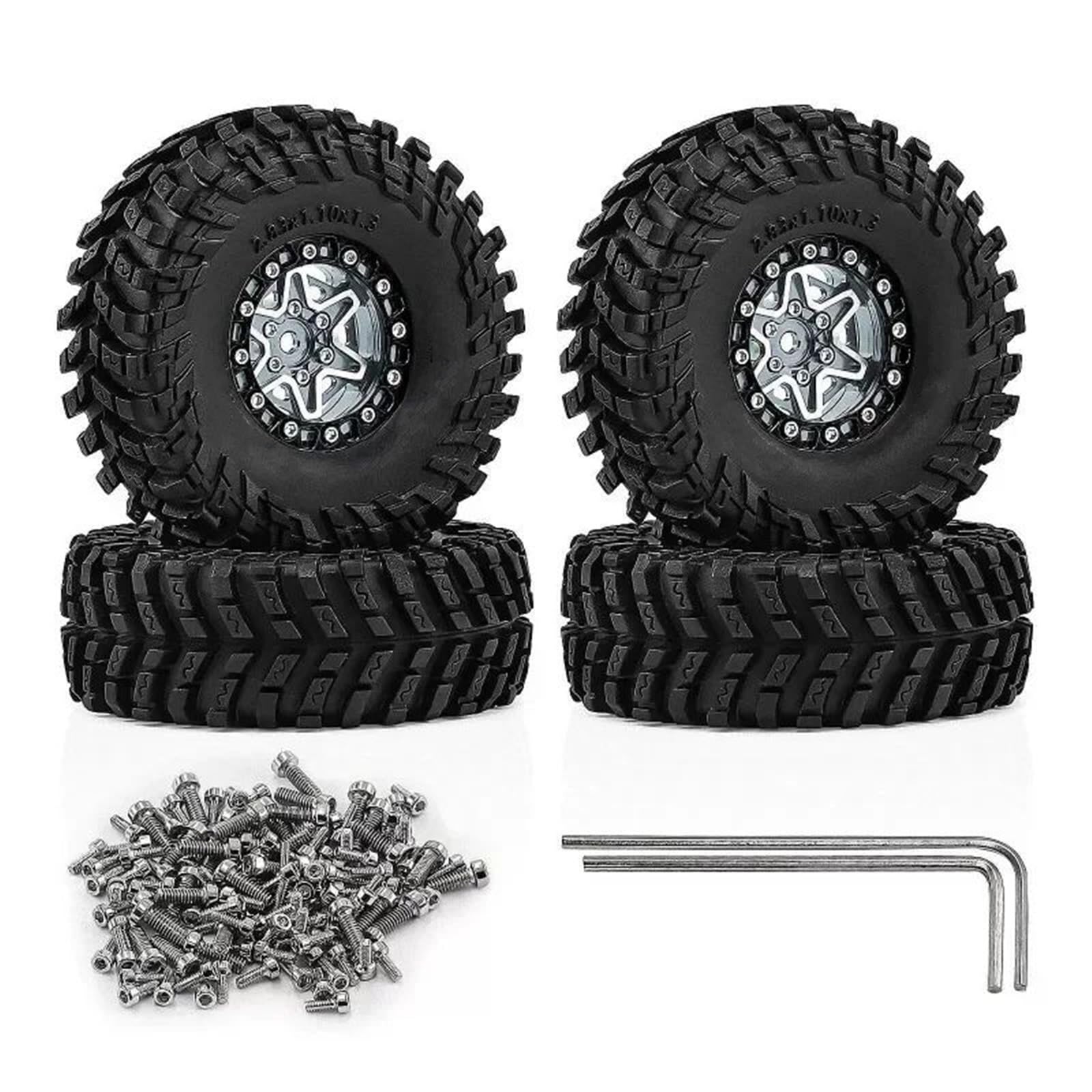 Für TRX4M Für SCX24 Für FMS Für Ascent-18 Für Axial Für AX24 Für FCX24 Für FCX24M 1/18 Rc Auto 4 Stücke 1,3 "Aluminium Räder Reifen Upgrade Teile Komponente