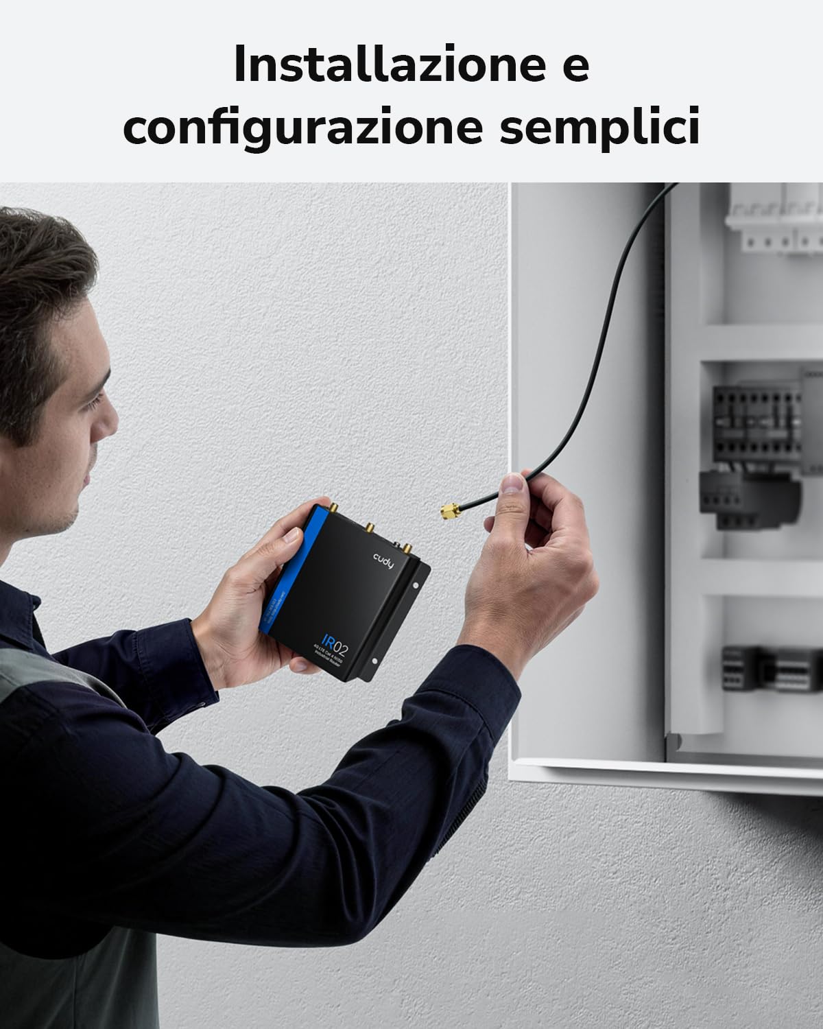 Cudy Router Wi-Fi industriale 4G LTE Cat 4 N150, RS232/485, IO, IR02 | Custodia metallica IP30 con intervallo di temperatura di funzionamento compreso tra -40 e 75 °C e protezione EMC di livello 3