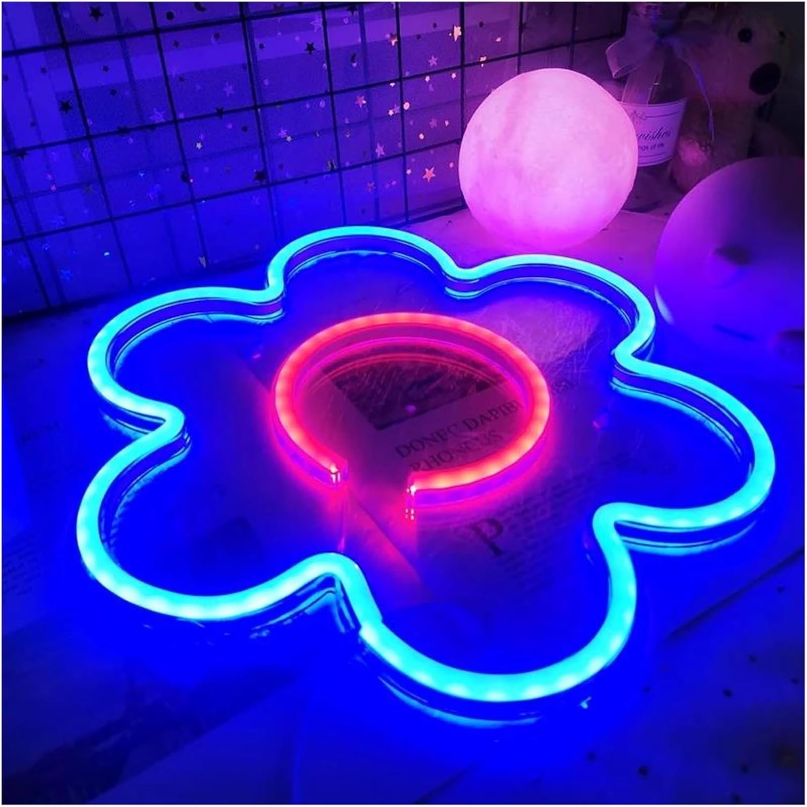 Insegna al neon con lettere colorate per interni, scritta "Be Happy", per decorazioni murali e camerette per bambini