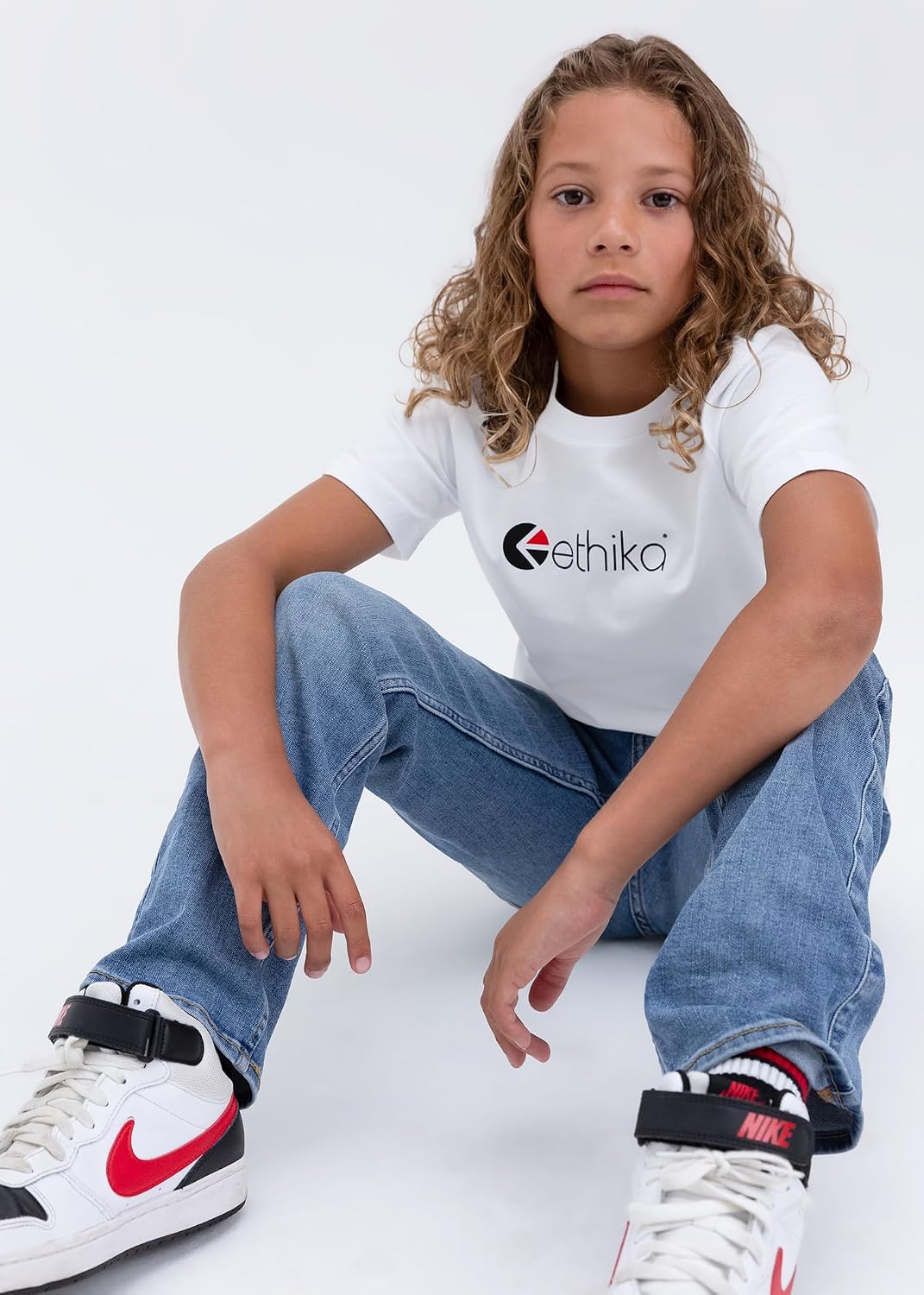 Ethika Boy's Graphic Tee, Short Sleeve, Bold Print Fashion T-Shirt for Everyday Streetwear - Logo - White