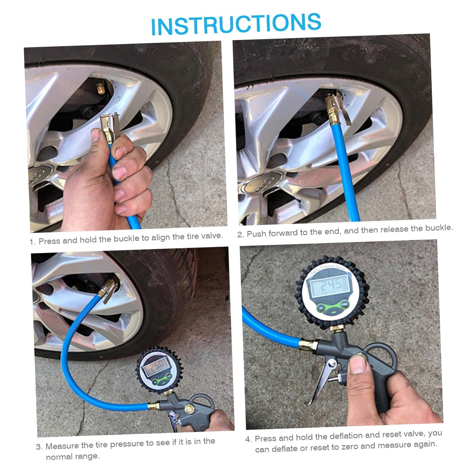 SOLUSTRE Tire Pressure Gauge for Cars Heavy Duty Tire Pressure Test Table Car Supply