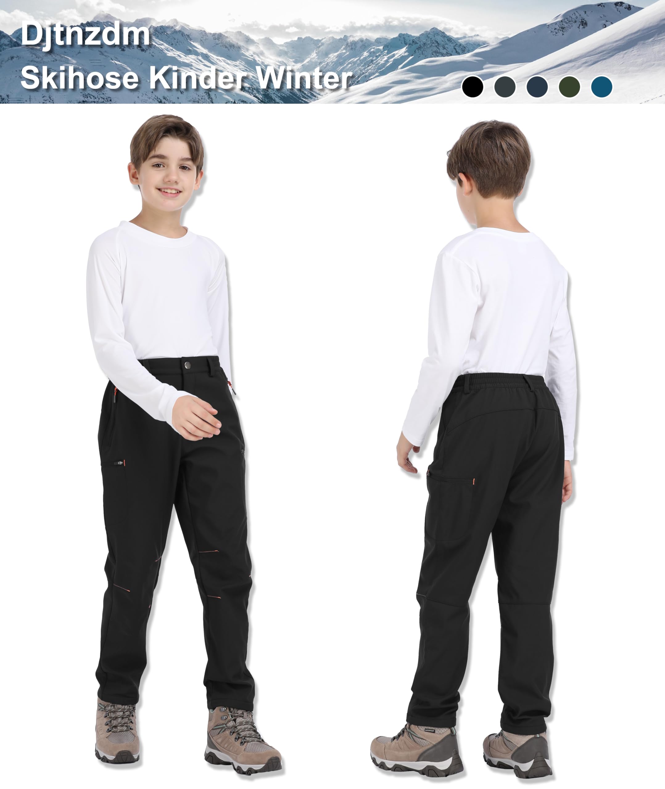 Pantaloni Sci Bambino Invernale Pantaloni Termici Ragazzo Pantalone Neve Bambina in Pile Softshell Impermeabili Bambina Traspirante Ragazzo da Trekking