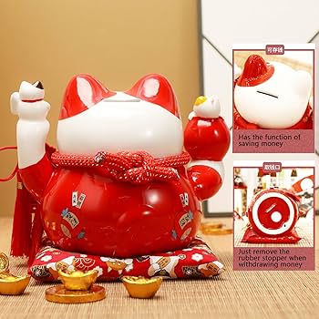 Amazon.com: TXYXT Lucky Statue Cat Figurines Chinese Ceramic