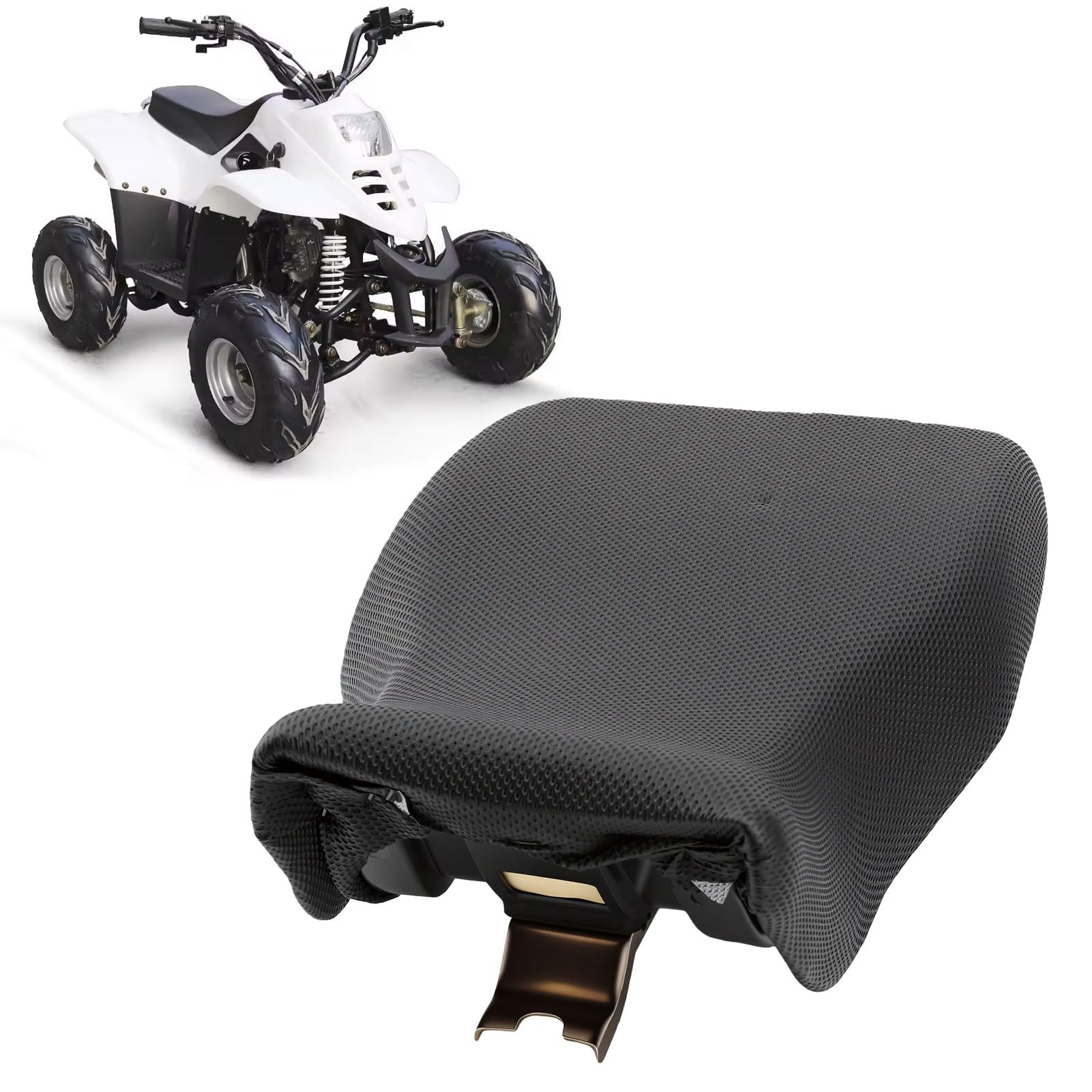 Sorandy Sedile Completo ATV, Sedile Sostitutivo ATV Antiscivolo Imbottito in Schiuma con Fibbia di Chiusura in Metallo per Quad per Bambini da 50 Ml 70 Ml 90 110 125