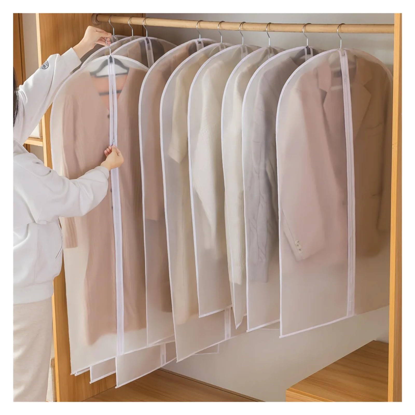 fundas para ropa 10pcs Dress Bags For Long Gowns, Waterproof Clear Garment For Tuxedos Wedding Dresses, Anti Dust Clothes Coats Protector(10pc 60x80cm)