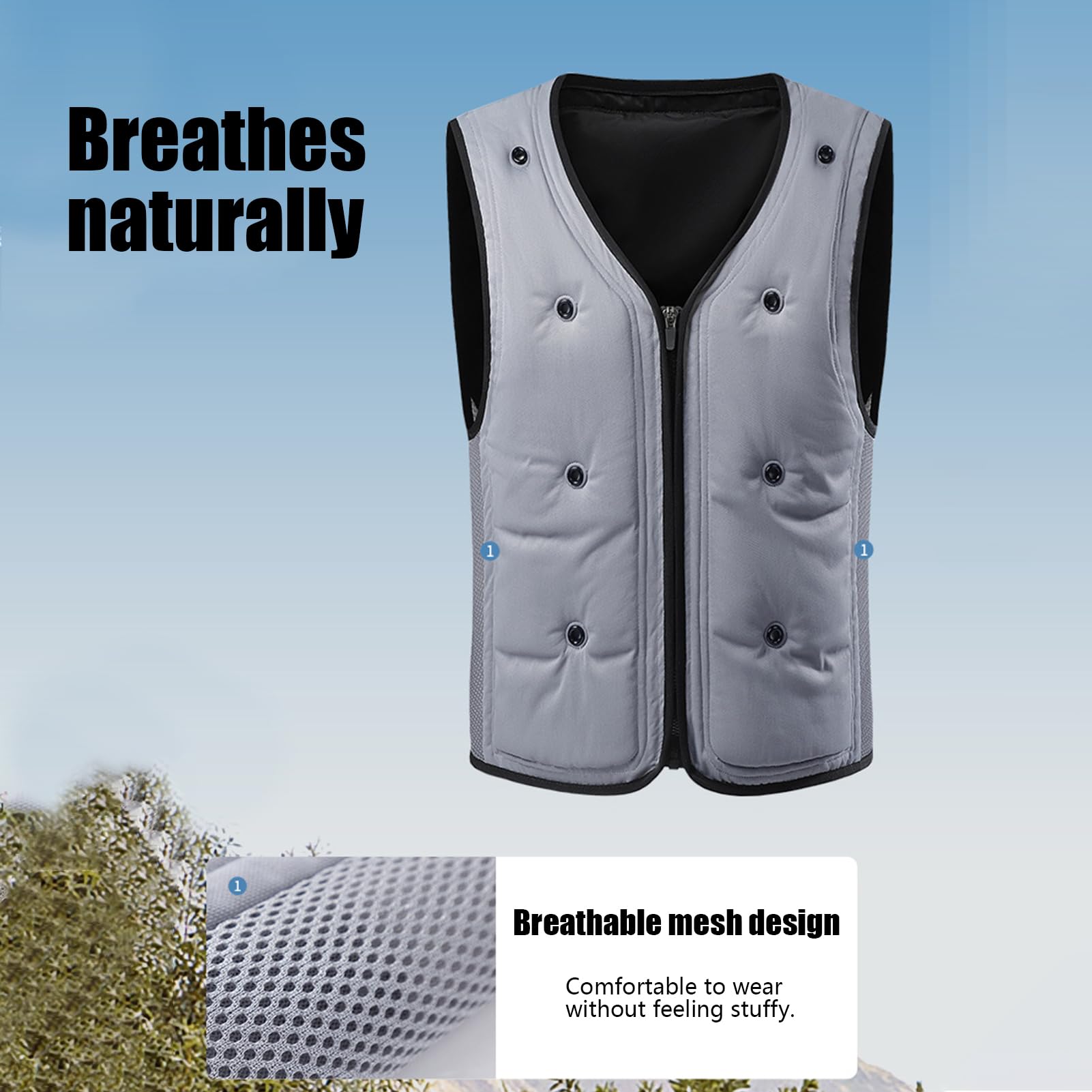 Gilet Rafraîchissant, Confort Thermique pour Temps Chaud, Vêtement Réutilisable Mixte Adulte pour Sports Extérieurs, Cyclisme, Course, Jardinage et Pêche