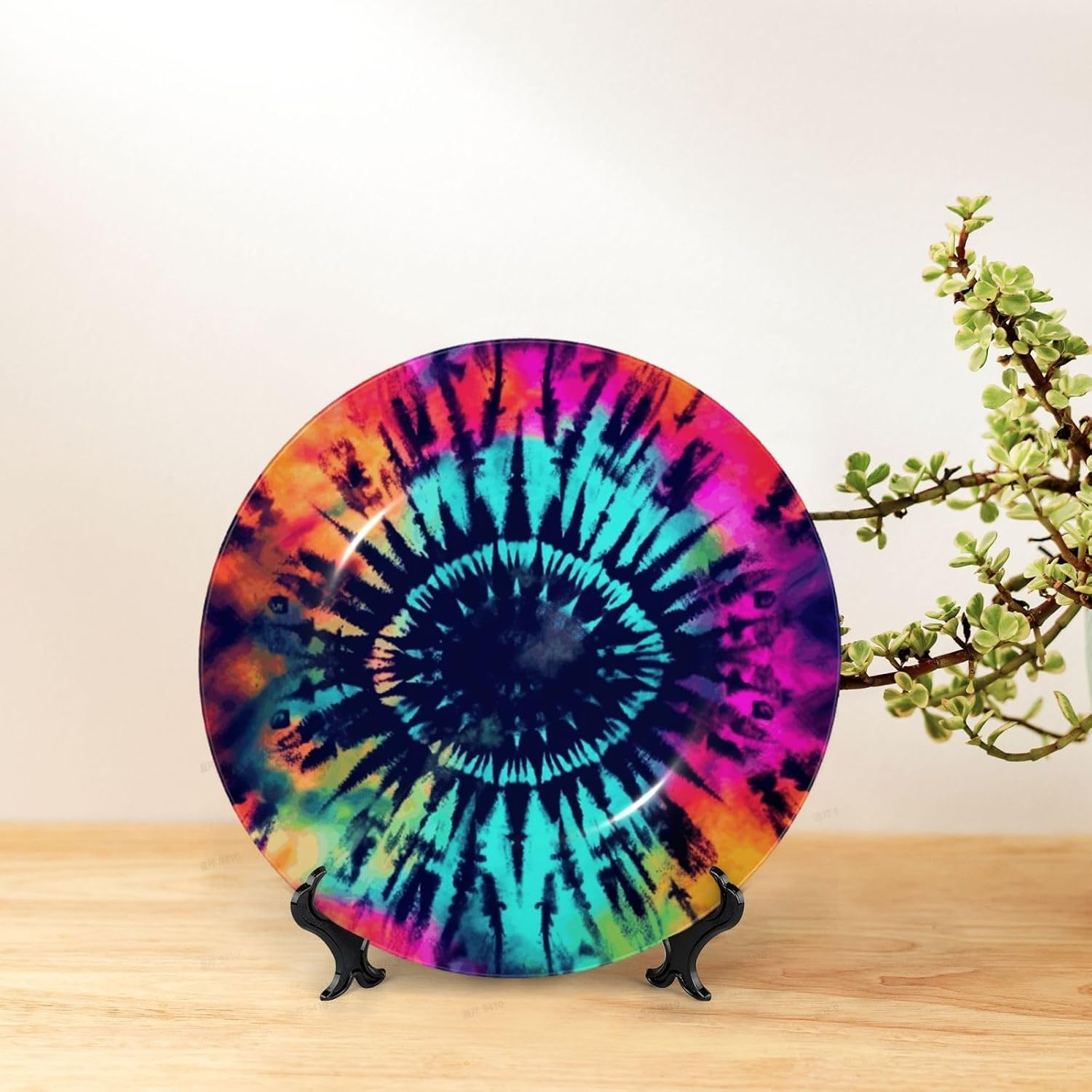 Decorative Plate Art Crafts Bone China Decorative Plate with Display Rack Souvenir Wall Decor Ceramic Ornaments Dinner Plates Ceramic Decoratives Plates for Home Office 10in