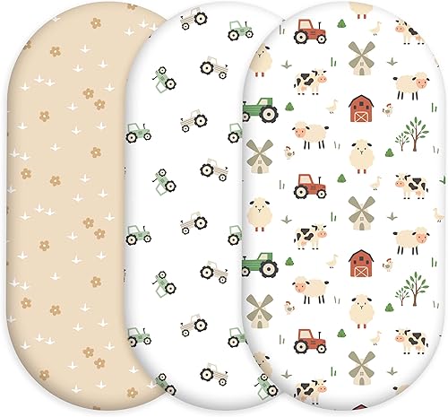 Miniatura 16 de Sábana para colchón de siesta 47"x24", paquete de 3 sábanas de cuna para bebé con flores rosas, con esquinas elásticas ajustadas, cubierta de Un