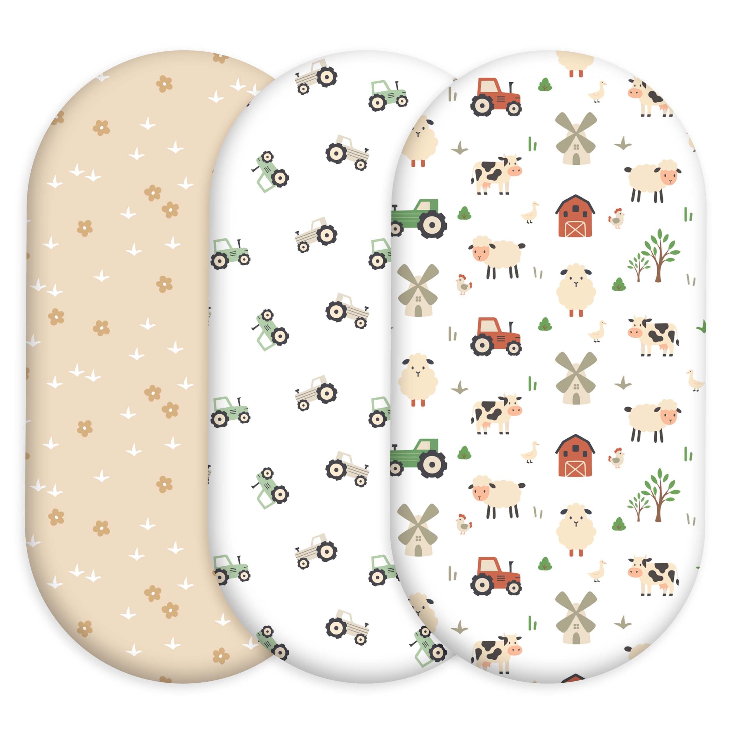 CIVARUA KIDS Baby Bassinet Sheets Girl Boy, 3 Pack Fitted Bassinet Sheet