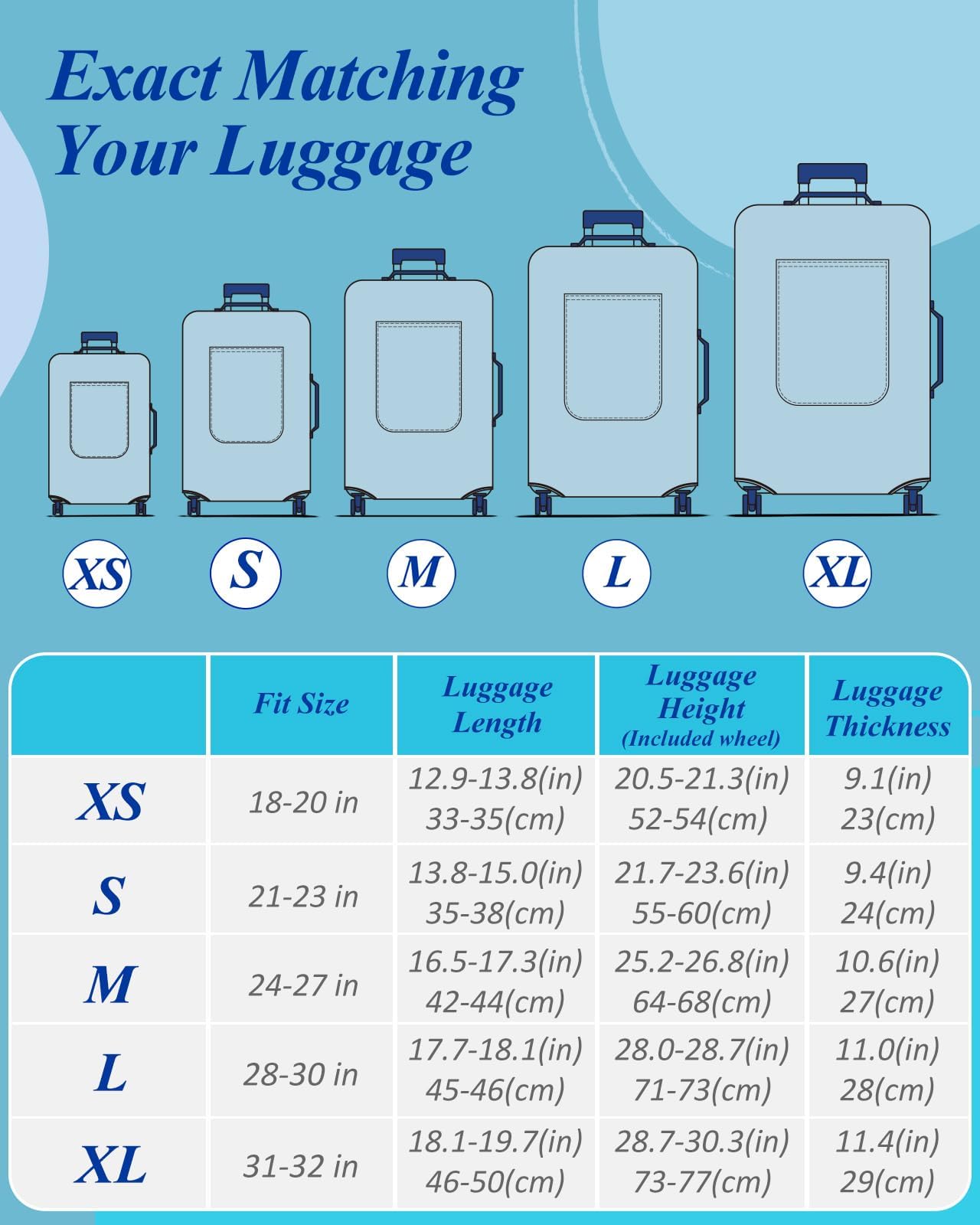 Slohif Luggage Cover for Suitcase Tsa Approved Protector - Luggage Sleeve Large Suit Case Cover Travel Stretch Baggage Case Protective Washable Fit 22-32 Inch, Blue, M-(26-28) Inch, Butterfly