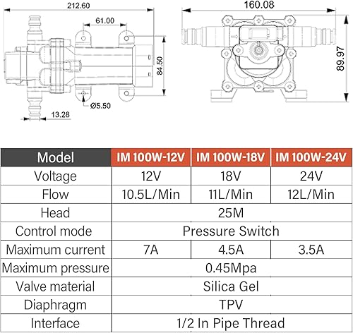 Miniatura 4 de Bomba de presión de agua de 100 W 12 V, bomba de agua autocebante 3GPM 65PSI con interruptor de presión y filtro de tubería de 12 pulgada, adecuada