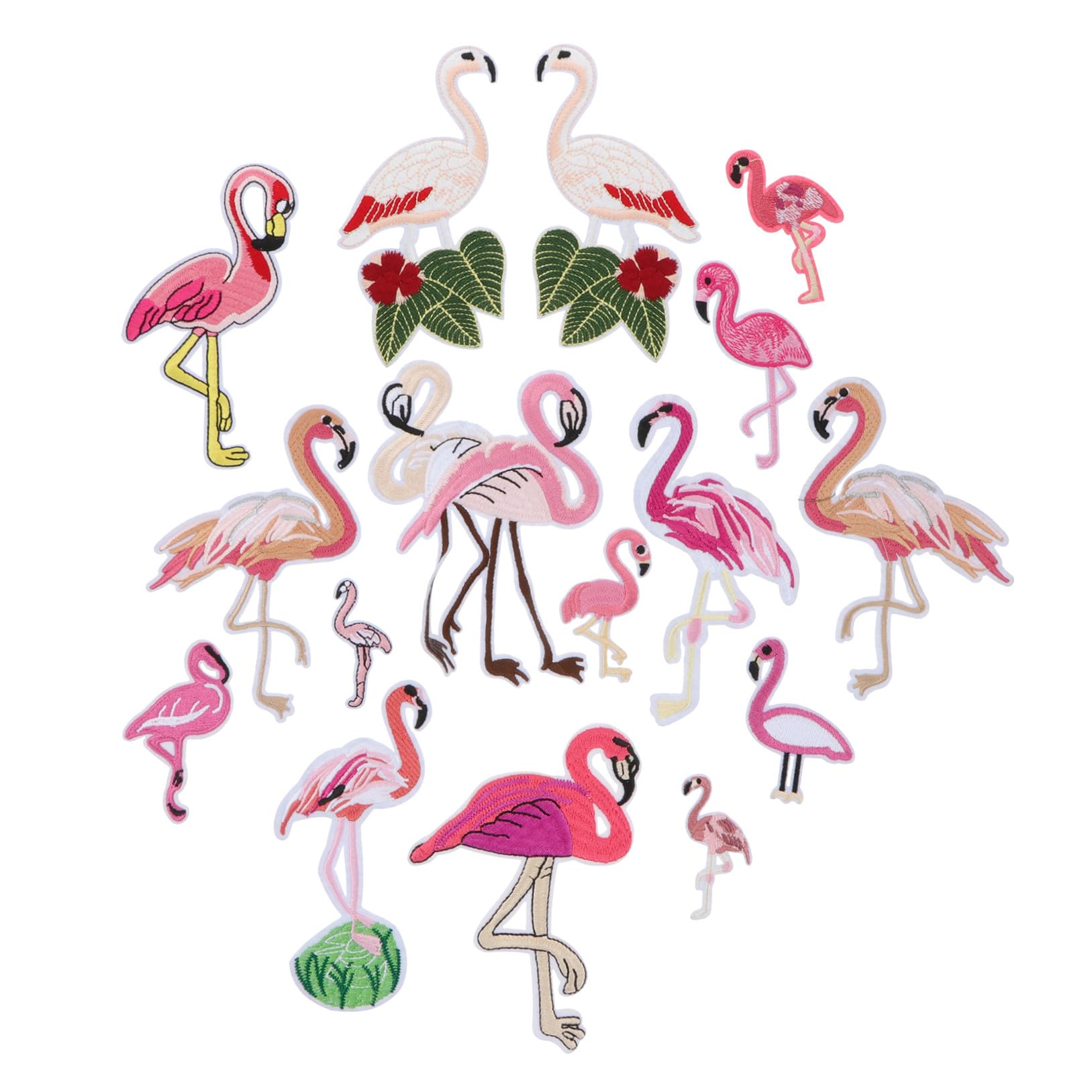 NUOBESTY 48stücke Teiliges Set Flamingo-aufnäher Zum Aufbügeln Stickerei Applikationen Für Kreative Bekleidungsaccessoires Zum Reparieren Und Dekorieren Von Kleidung Taschen Und Hüten
