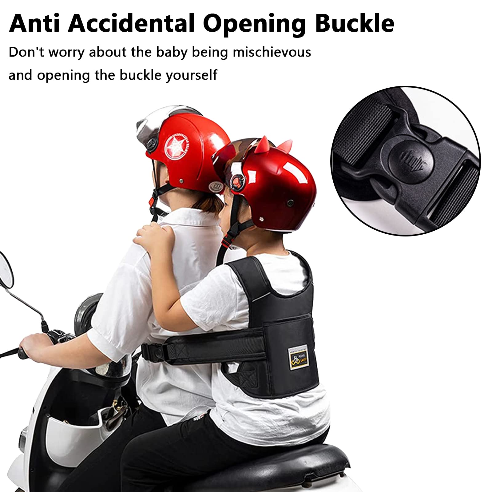 Cintura Moto Bambini Omologata Con Tasca E Strisce Riflettenti Protezione Anticaduta 1-12 Anni