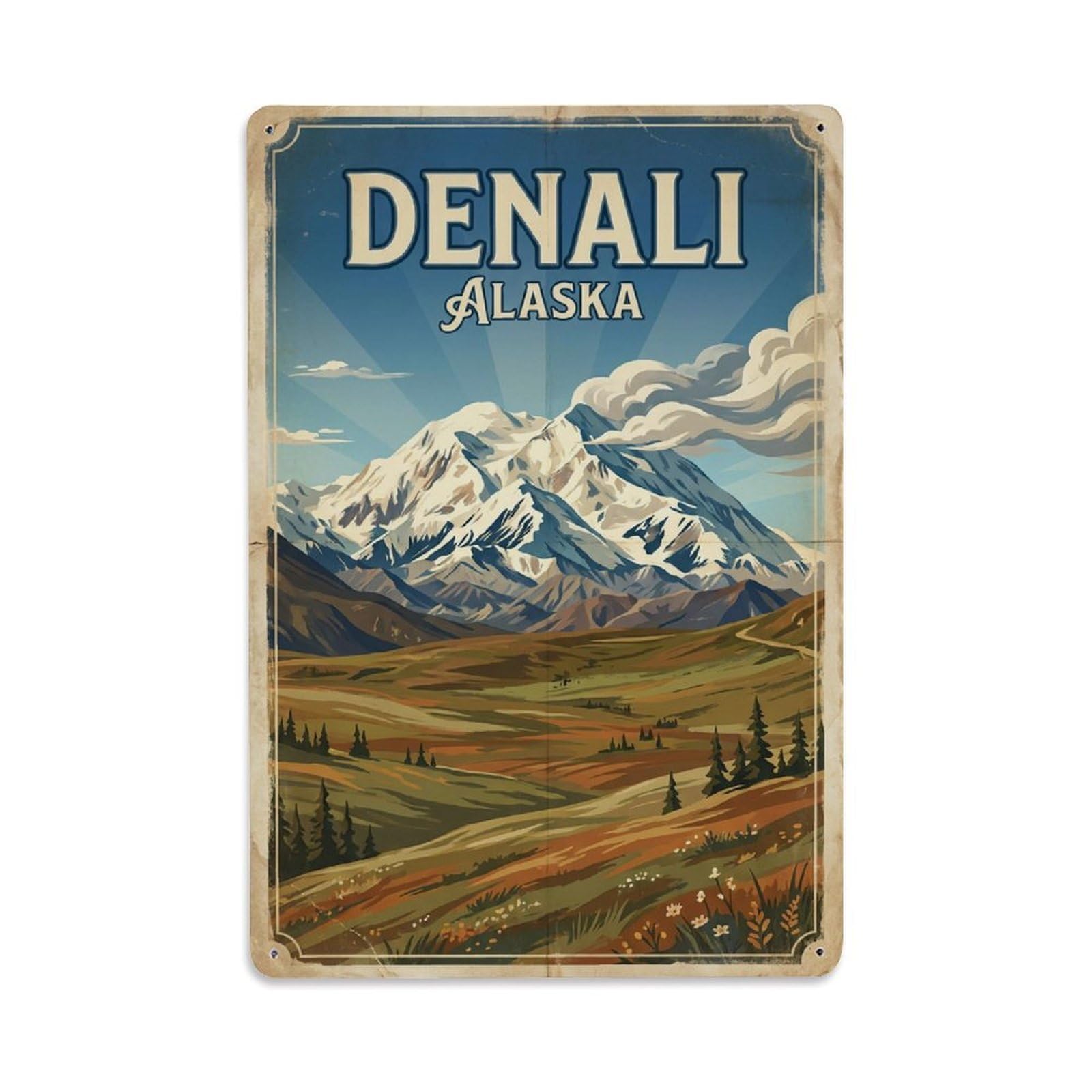 Xanthor Style Travel Vintage Usa Denali Metal Tin Sign