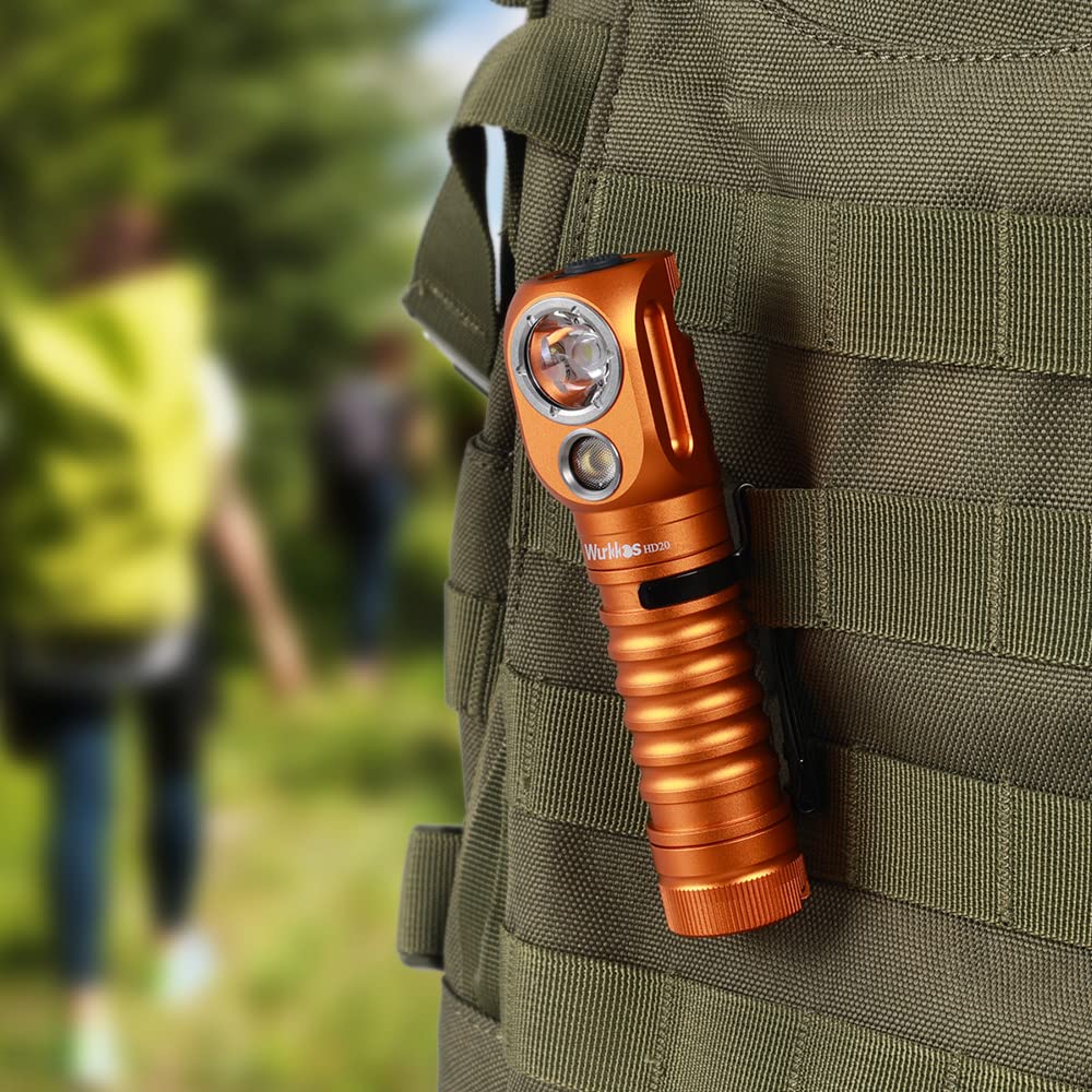 Wurkkos HD20 Wiederaufladbare Stirnlampe, 2000 Lumen extrem helle LED-Stirnlampe mit hohem CRI 90, magnetisch, Tiefclip-Design, IP68 wasserdicht – ideal für Camping, Wandern und Laufen