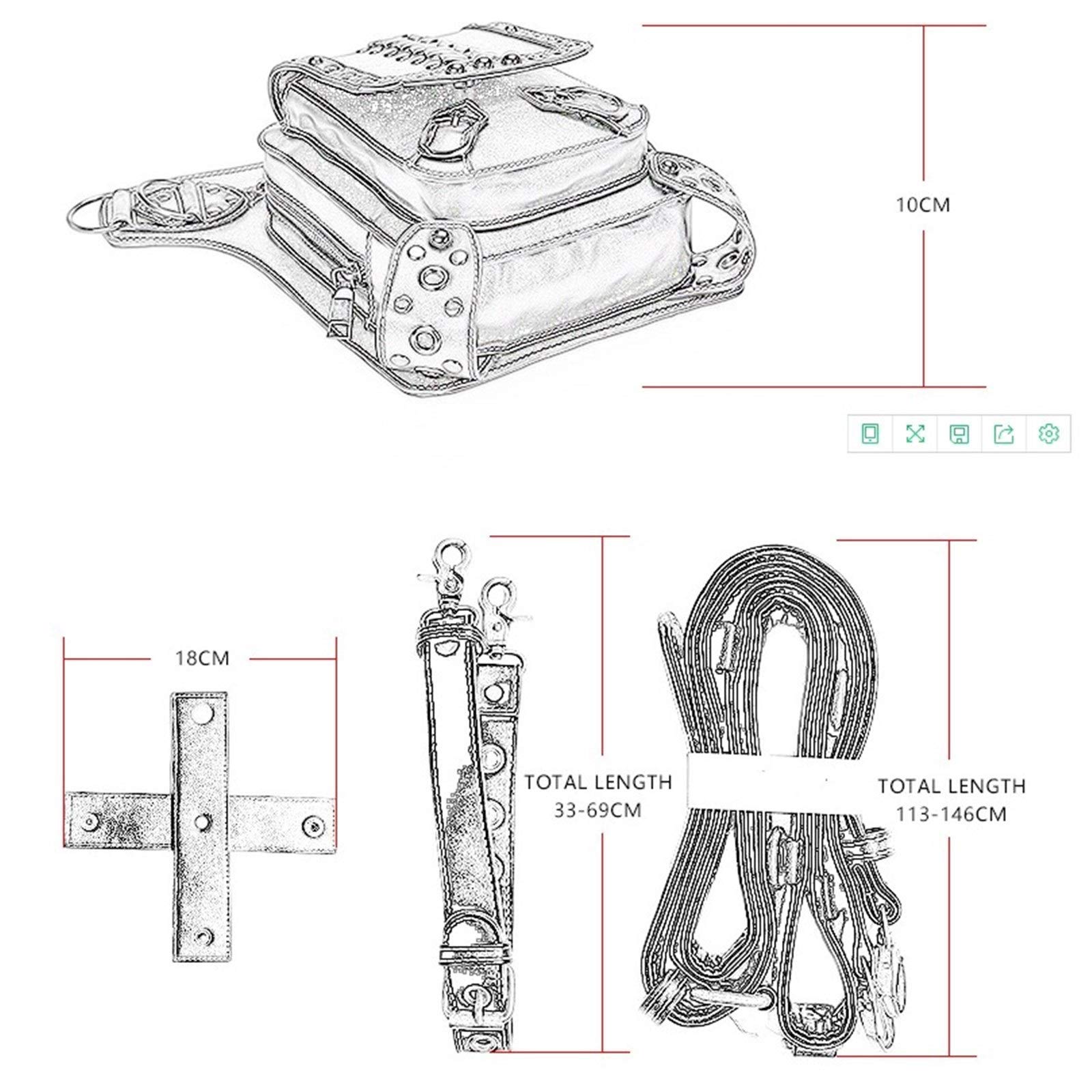 Riñonera Punk PU Bolsa de Messenger Cuero Al Aire Libre para Ciclismo Senderismo