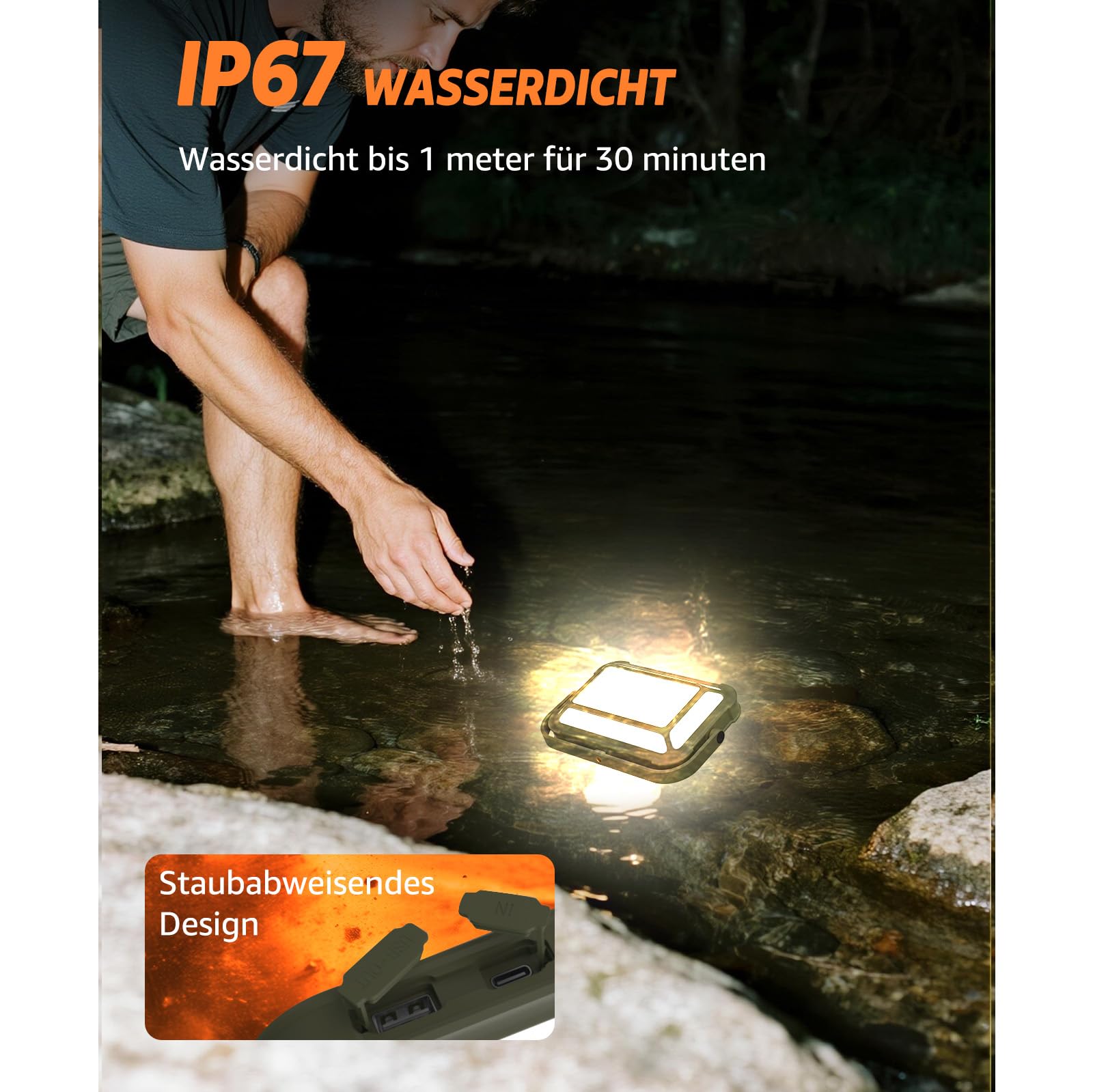 Campinglampe, IP65 Wasserdicht Tragbar Aufladbar Zeltlampe für Camping mit 3 Farben/SOS-Funktion/10000mAh Akku/USB-C, LED Camping Licht für Stromausfällen, Hurrikanen, Wandern, Zelten