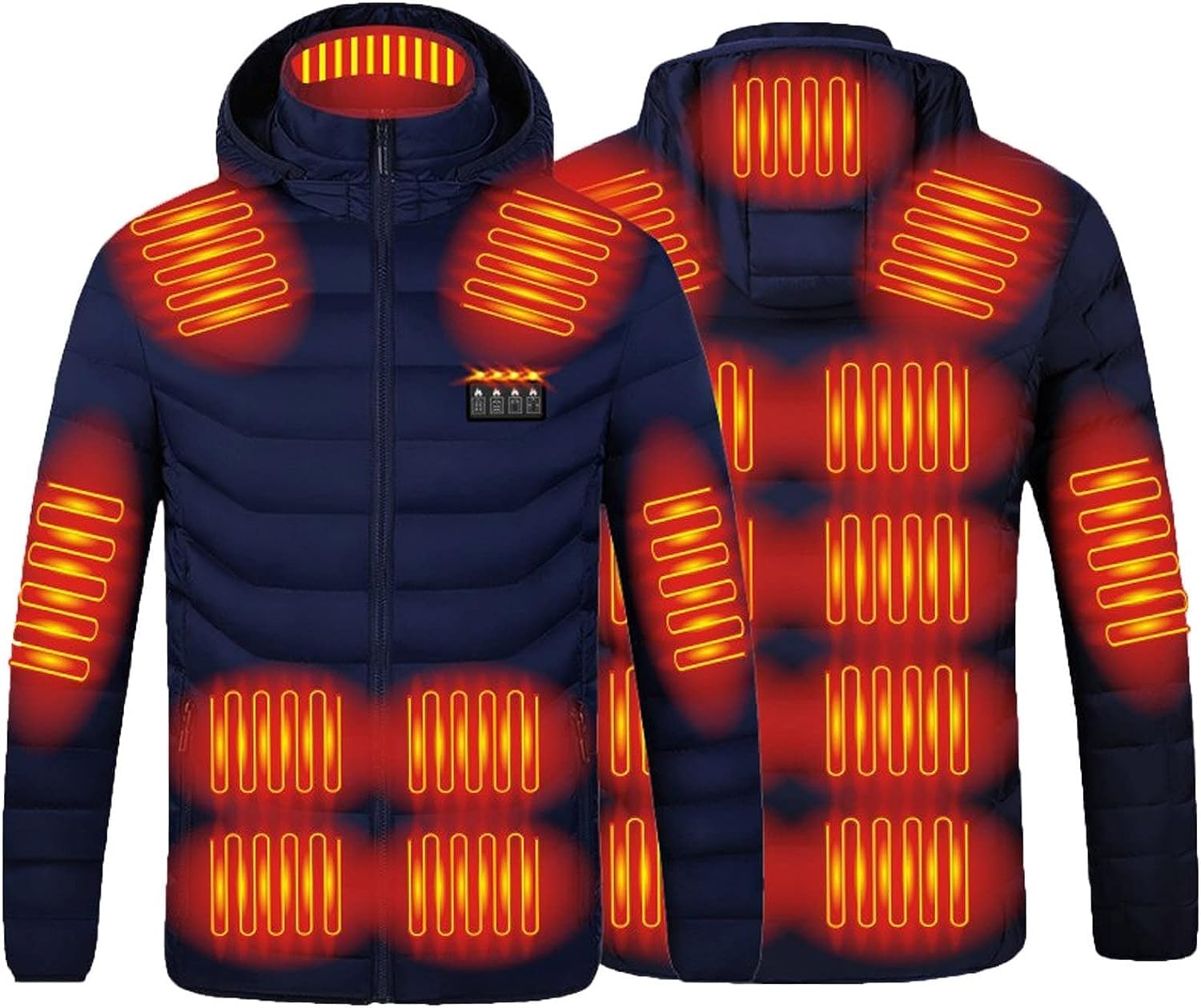 Giacca Riscaldata per Uomo e Donna, USB 19 Zone di Riscaldato Gilet Riscaldante Elettrico Cappotti con Cappuccio, Gilet Caldo Invernale per Sci all'aperto Moto Escursioni in Campeggio