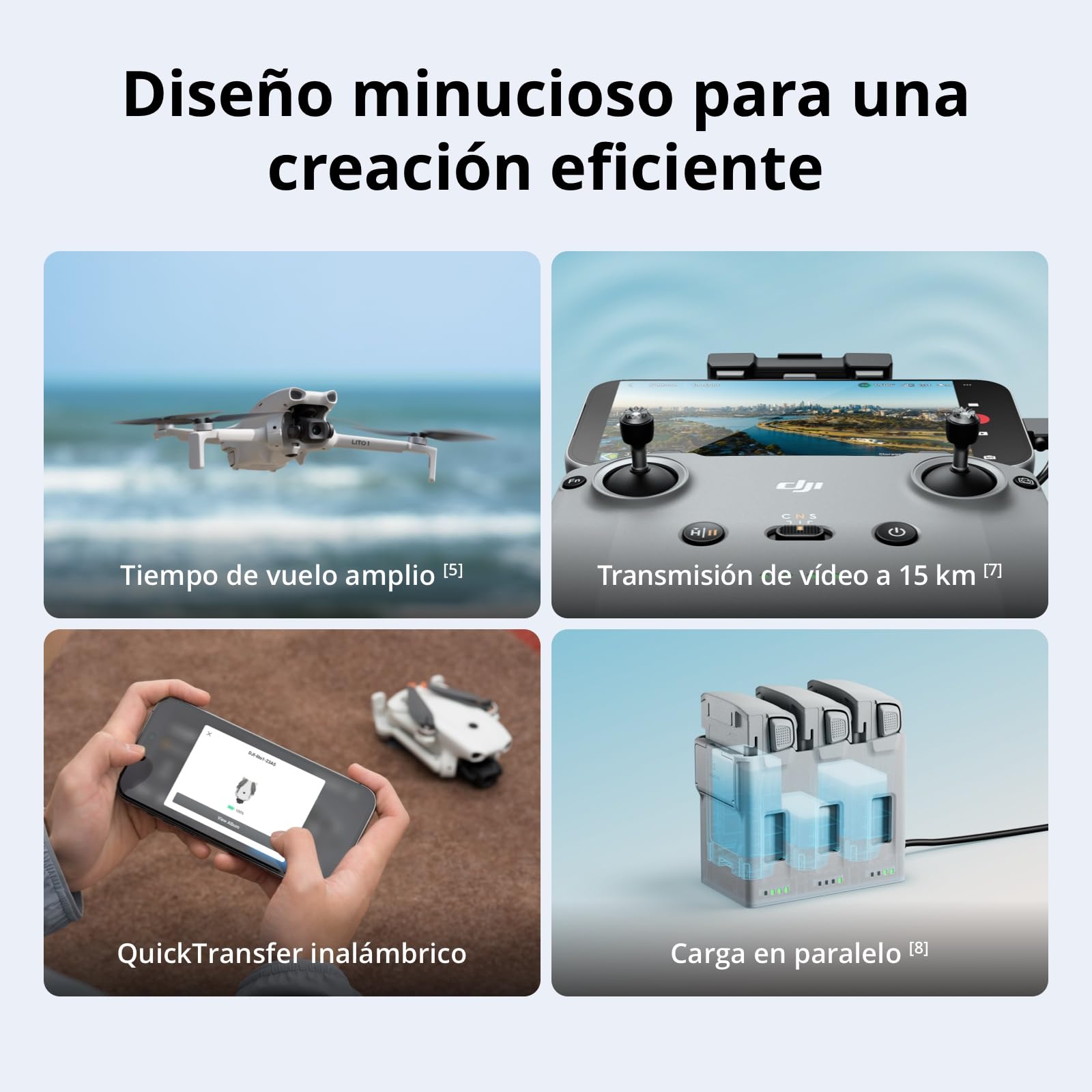 Pack DJI Lito 1 Dos Baterías con DJI RC-N3, dron con cámara 4K para principiantes, detección de obstáculos, ActiveTrack, vídeo 4K e imagen 8K, ligero para adultos, transmisión de vídeo de 15 km, C0