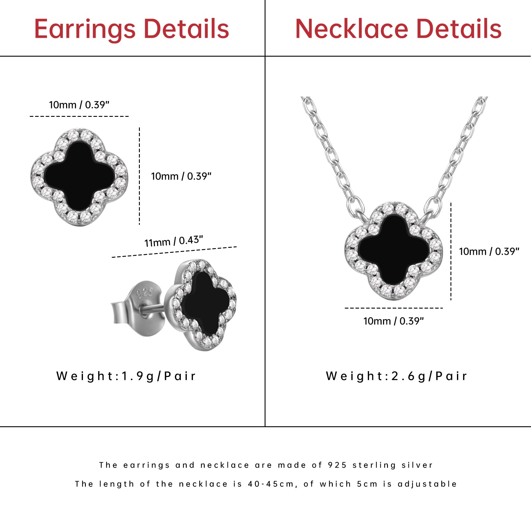 925 Silber Ohrringe für Damen Hypoallergen Geschenk | 925 Silber Ohrringe,Hypoallergen,Rhodiniert,Geschenk für Damen,Kleeblatt,Muttertag,Valentinstag,Geburtstag