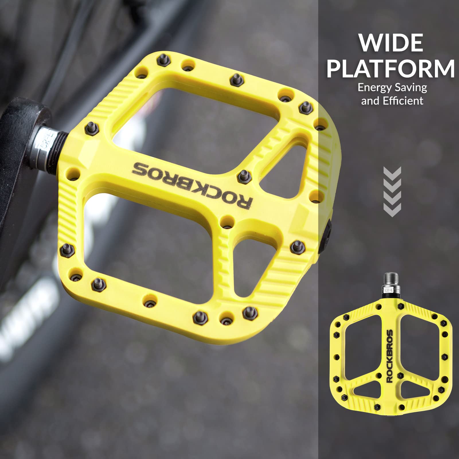 Pedali Bici ROCKBROS Pedali Per Bici MTB In Nylon Asse 9/16