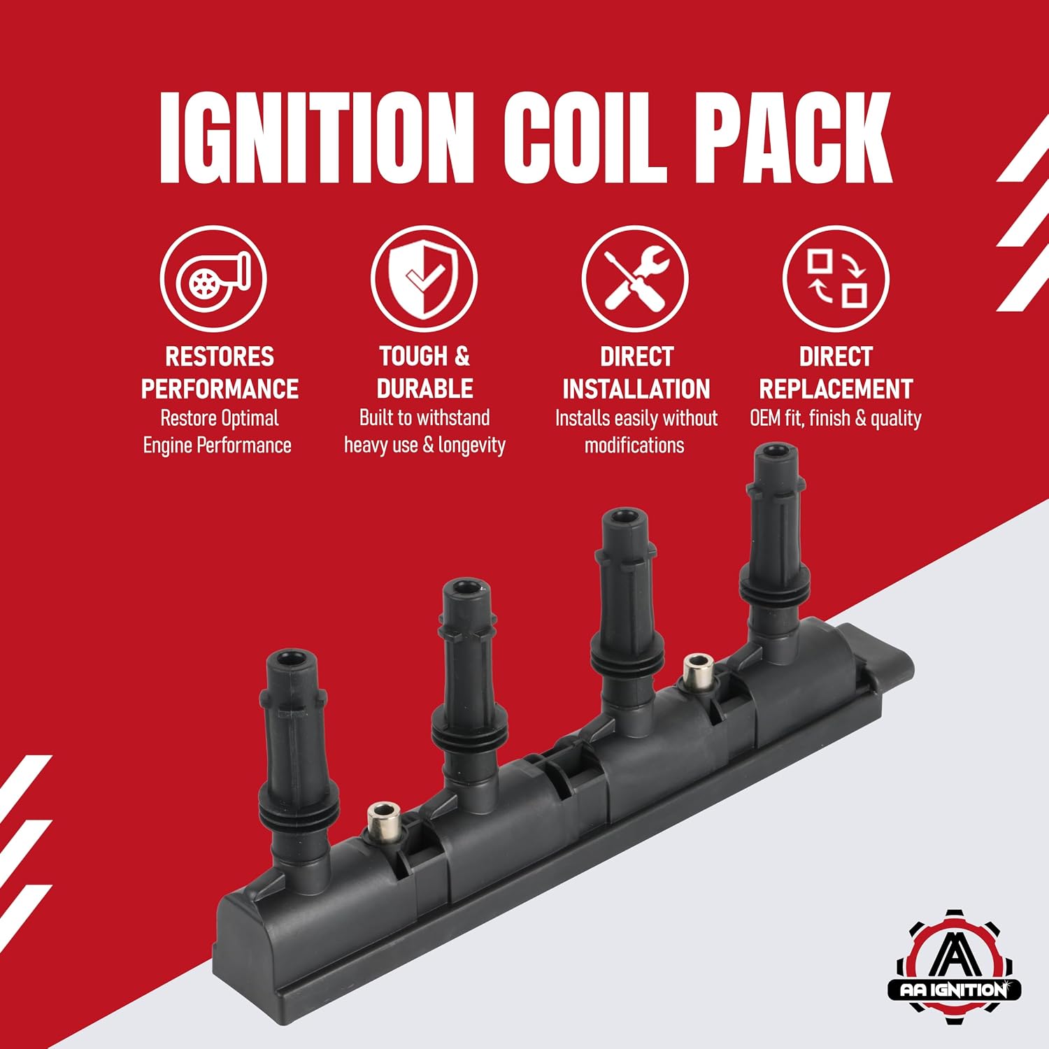 Ignition Coil Pack - Compatible with Chevy, Buick, Cadillac Vehicles - 2011-2018 - 1.4L Encore, ELR, Cruze, Cruze Limited, Sonic, Trax, Volt - Replaces D521C, 55577898, 55579072, 25198623, UF669
