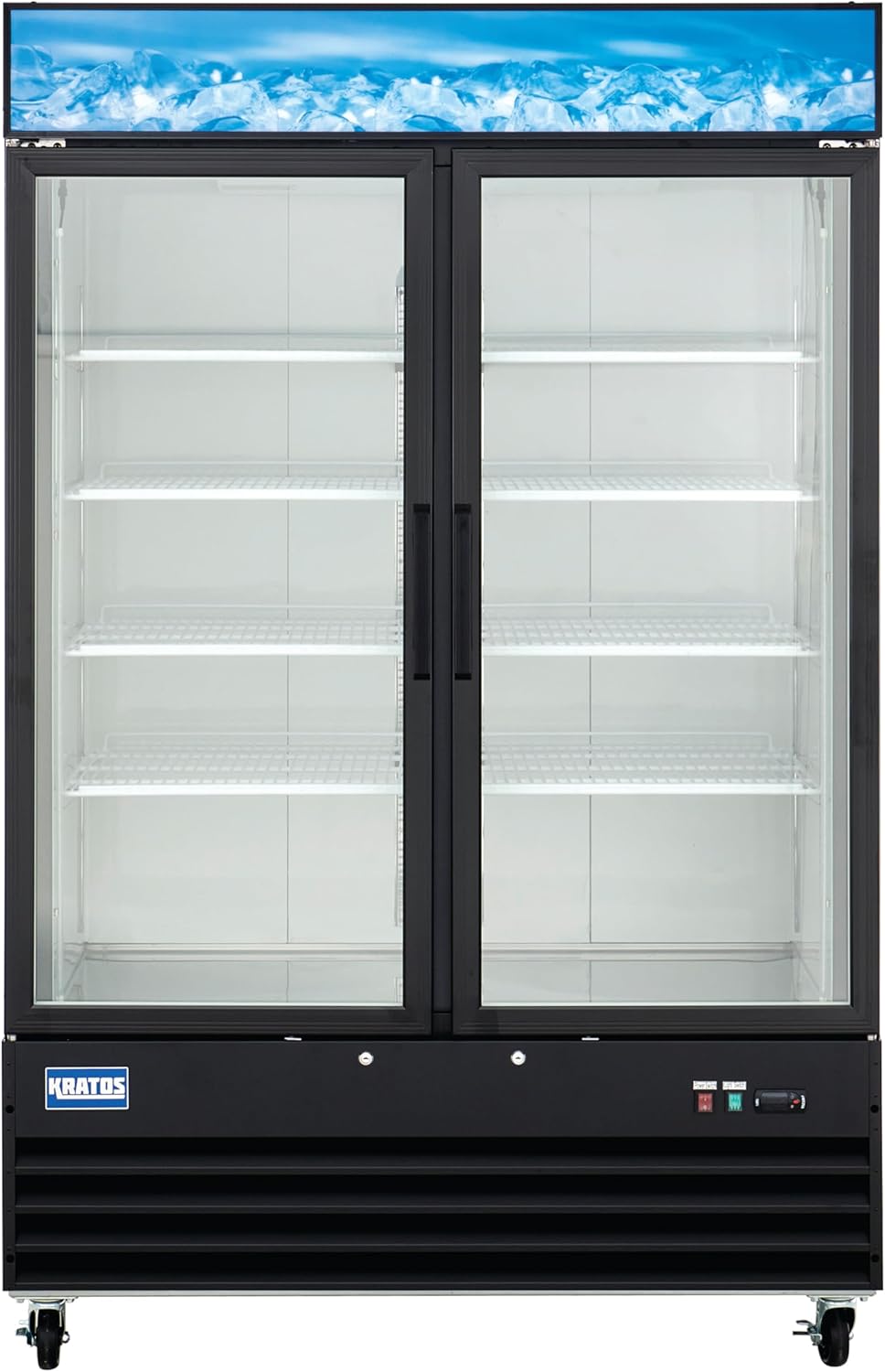 Kratos Commercial Freezer Display Merchandiser - 2 Self Closing Glass Swing Doors, 53"W, Black (67K-210)