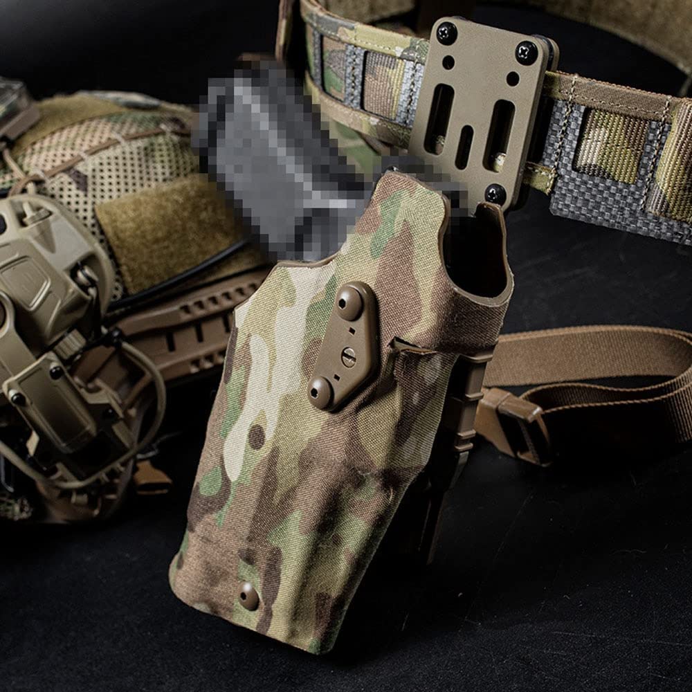 Zhongren Étui tactique pour airsoft G17/19 compatible avec les lumières X300/X300U à libération rapide QLS - Adaptateur de jambe - Carénage de jambe - Accessoires militaires de chasse et d'airsoft