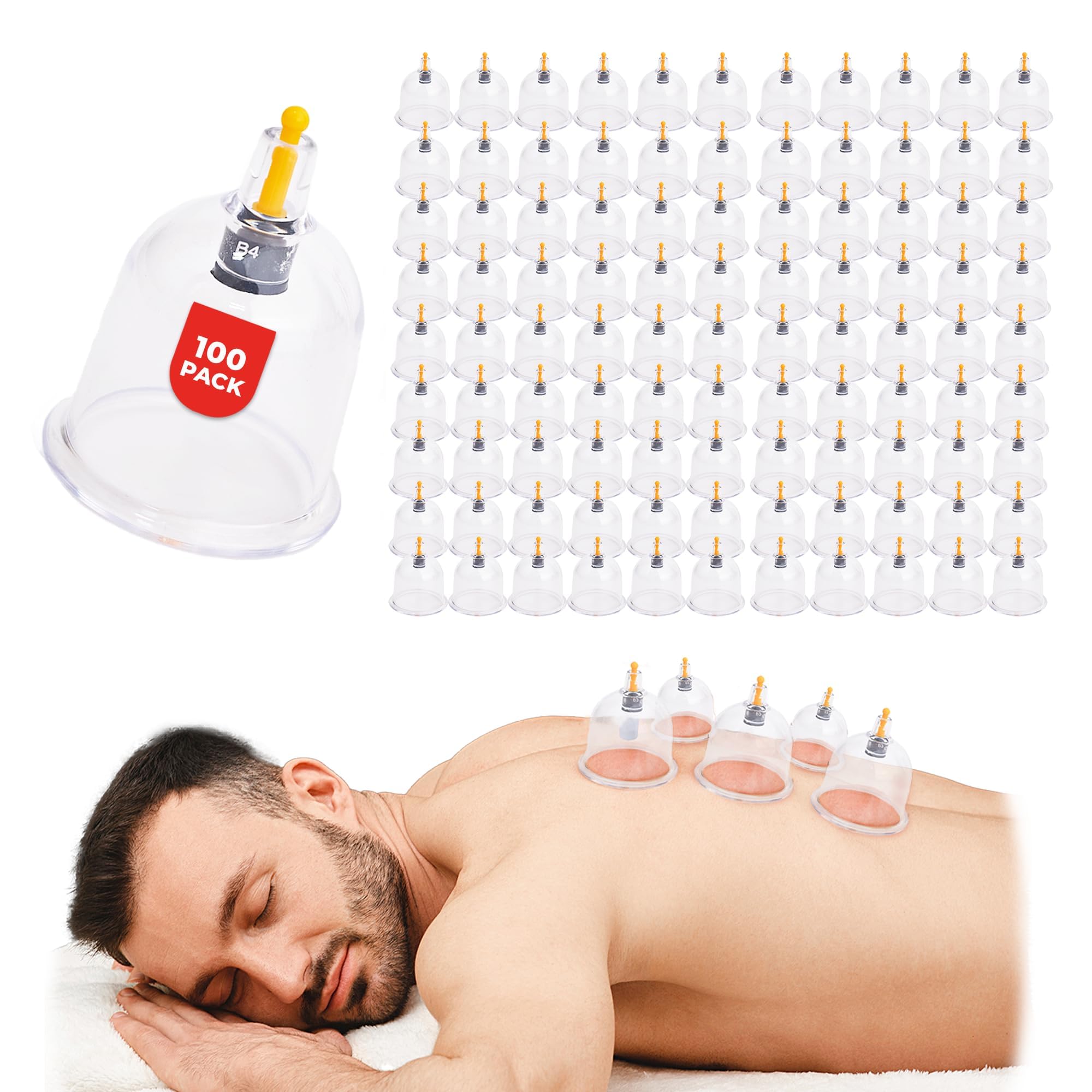 [100 Pack Bulk Cupping Set for Massage Therapy - B1 B2 B3 B4 B5 B6 B7 U4 U5 - B4 (2.00 in) - Wholesale Professional Cupping Therapy Set, Cuppings Kit for Massage and Physical Therapy Kit